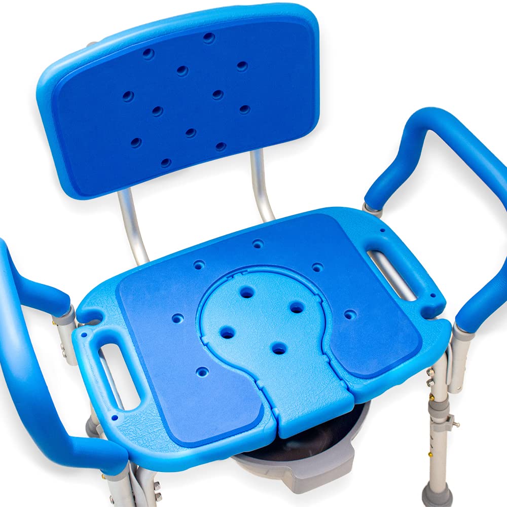 Platinum Health Samson Deluxe Bariatric 3-in-1 Shower/Bath/Commode Chair - 600lb Weight Capacity, Adjustable Height, Padded Seat with Cutout & Insert - Heavy Duty Mobility Aid for Elderly & Disabled (Home Care, Hospital, Rehab Use)