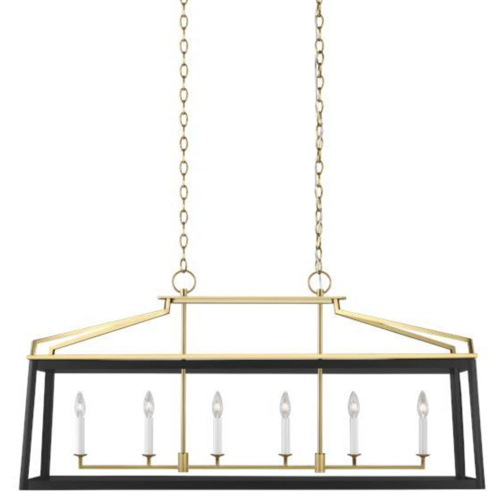 Carolyn Mixed Metal Linear Lantern - Modern Farmhouse Hanging Light Fixture for Porch, Patio & Entryway Decor