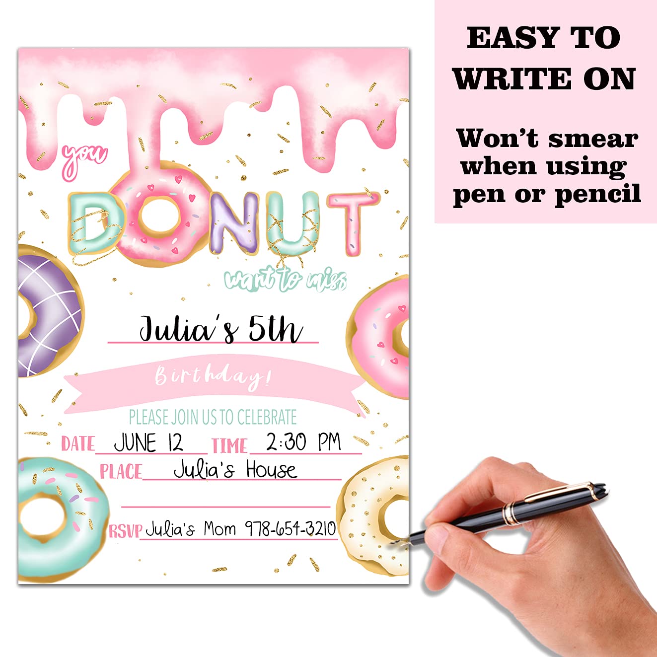 Donut-Themed Birthday Party Invitation Cards Set - 20 Premium Cards with Matching Envelopes for Kids' Celebrations, Baby Showers & Special Events - Sweet Doughnut Party Supplies & Favors