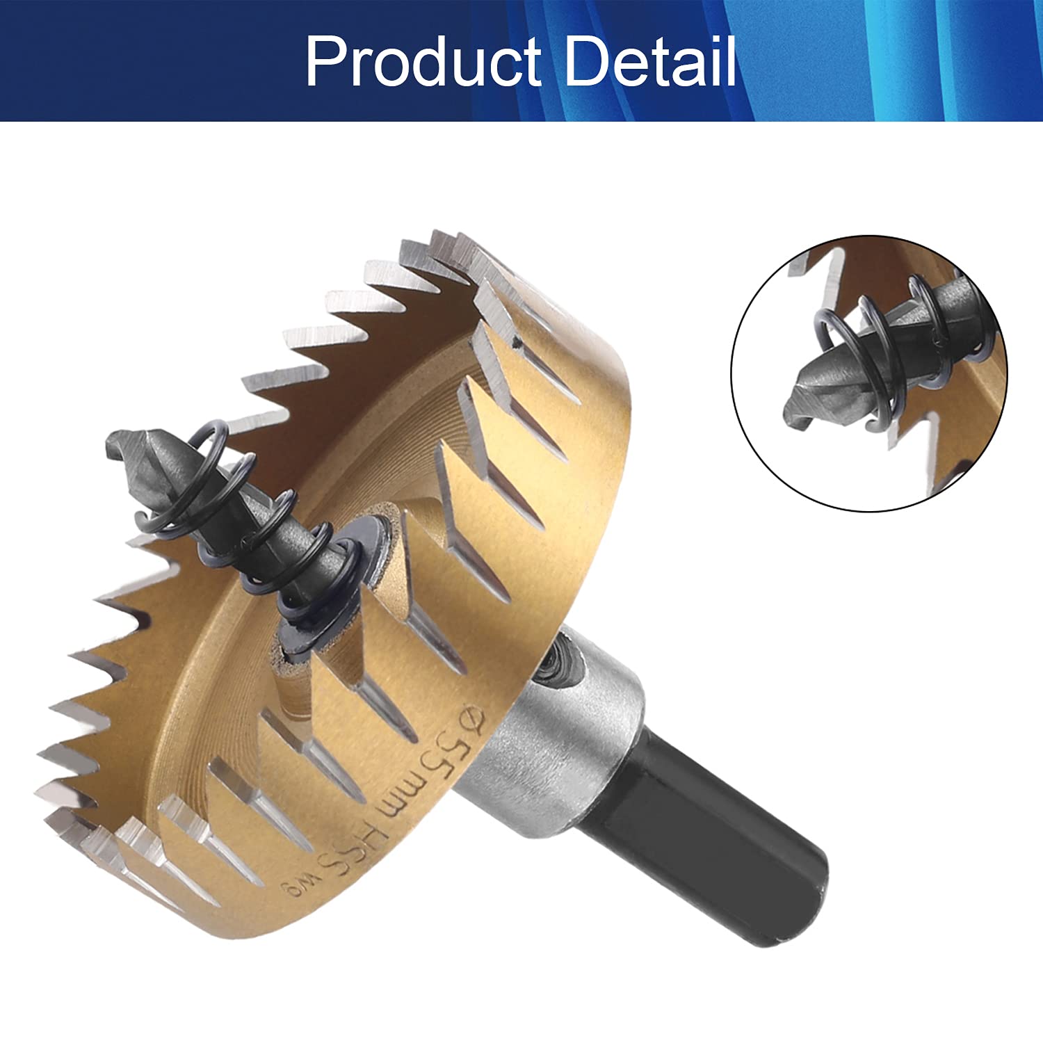 2.17 Inch HSS Drill Bit Hole Saw for Metal - High Speed Steel Drill Cutter for Stainless Steel, Aluminum & Wood (Gold) - Perfect for DIY Projects, Metalworking & Home Renovations