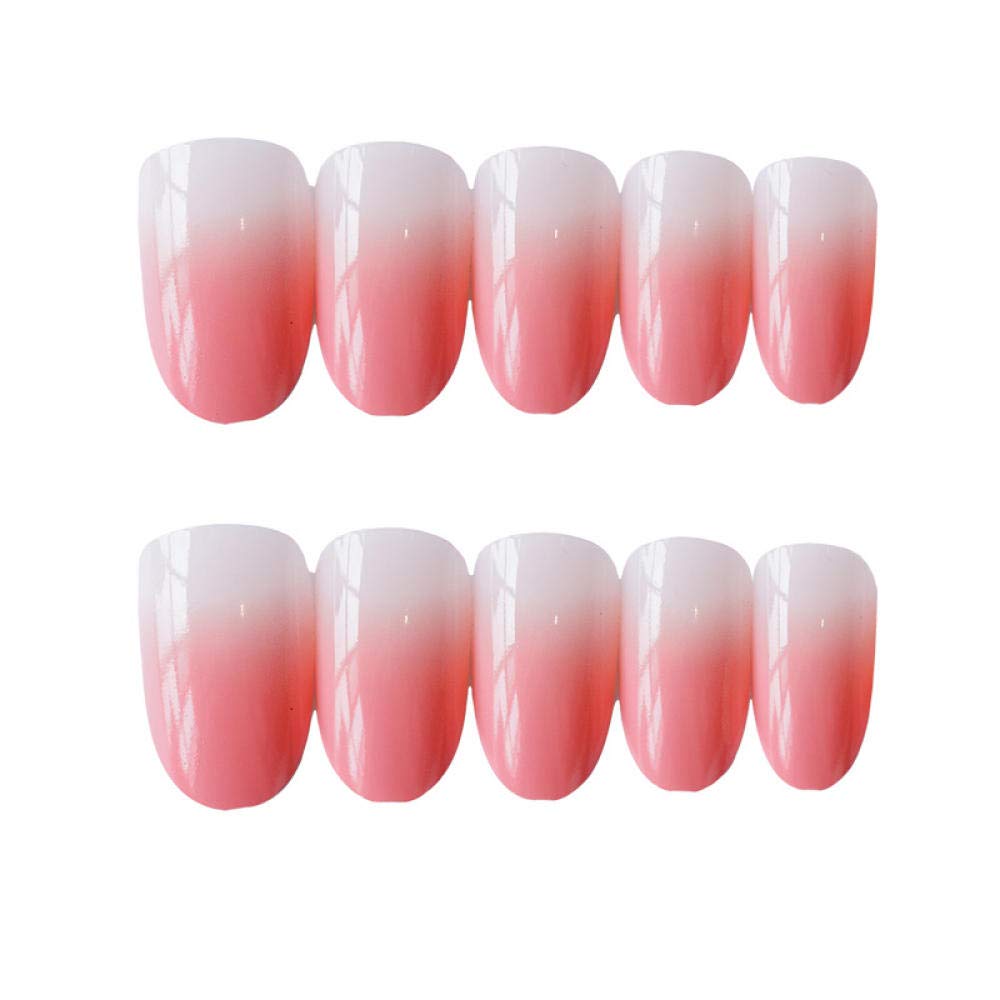 24pcs Gradient Pink False Nails Set - Medium Long Round Fake Nails for Wedding, Bridal & Special Occasions | Durable Artificial Nail Tips for Professional Salon & DIY Nail Art at Home