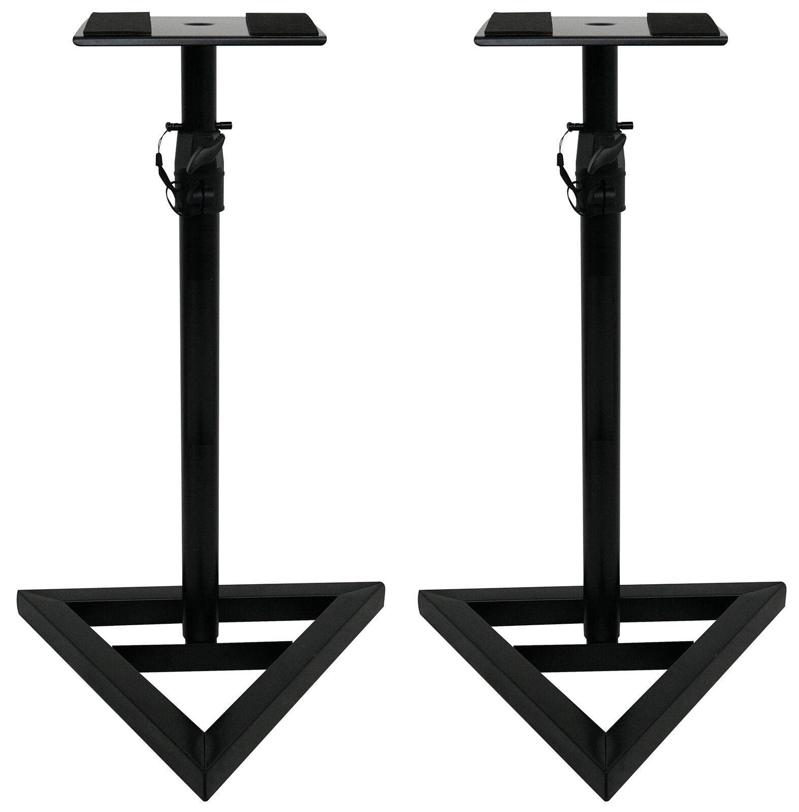 Adjustable Studio Monitor Speaker Stands (Pair) - Heavy Duty Bookshelf Speaker Stands for Home Studio, Living Room & Office - Durable Speaker Stands for Bookshelf & Studio Monitors - Perfect for Music Production, DJ Setup & Home Theater