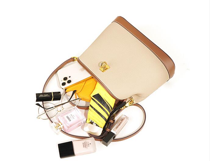 Stylish Mixed Color Women's Leather Tote Crossbody Handbag - Fashionable Shoulder Bag for Work, Travel & Everyday Use