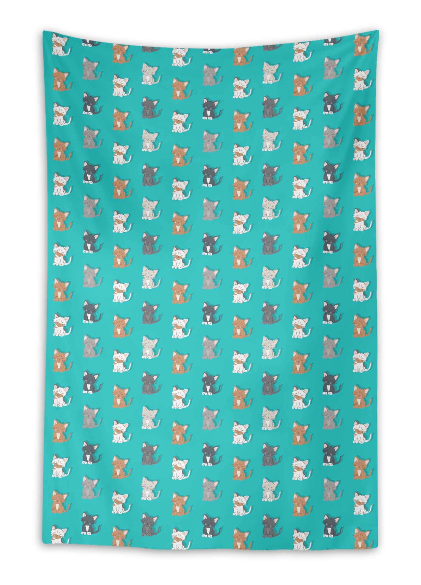 Stylish Green Cat Tapestry for Kids Room Decor - 58 x 92 Inch Wall Hanging Throw Blanket - Perfect for Nursery, Bedroom & Dormitory Wall Art