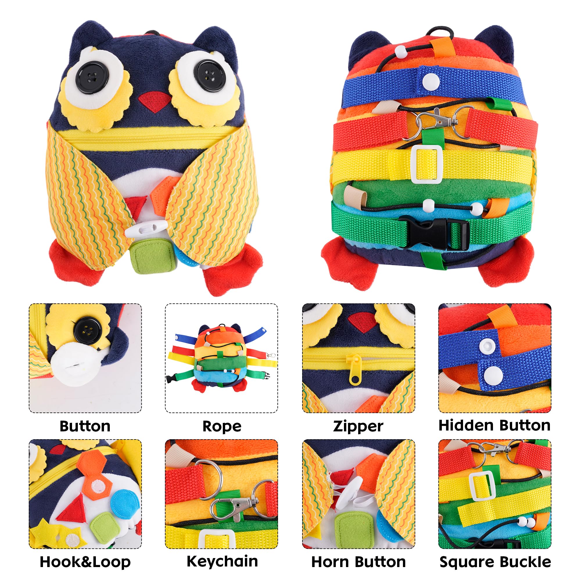 2PCS Montessori Sensory Buckle Pillow Toys for Toddlers 1-3 Years - Fine Motor Skills Development, Fidget Toys for Autistic Kids, Travel & Airplane Activities - Perfect for Learning, Calming & Long Trips