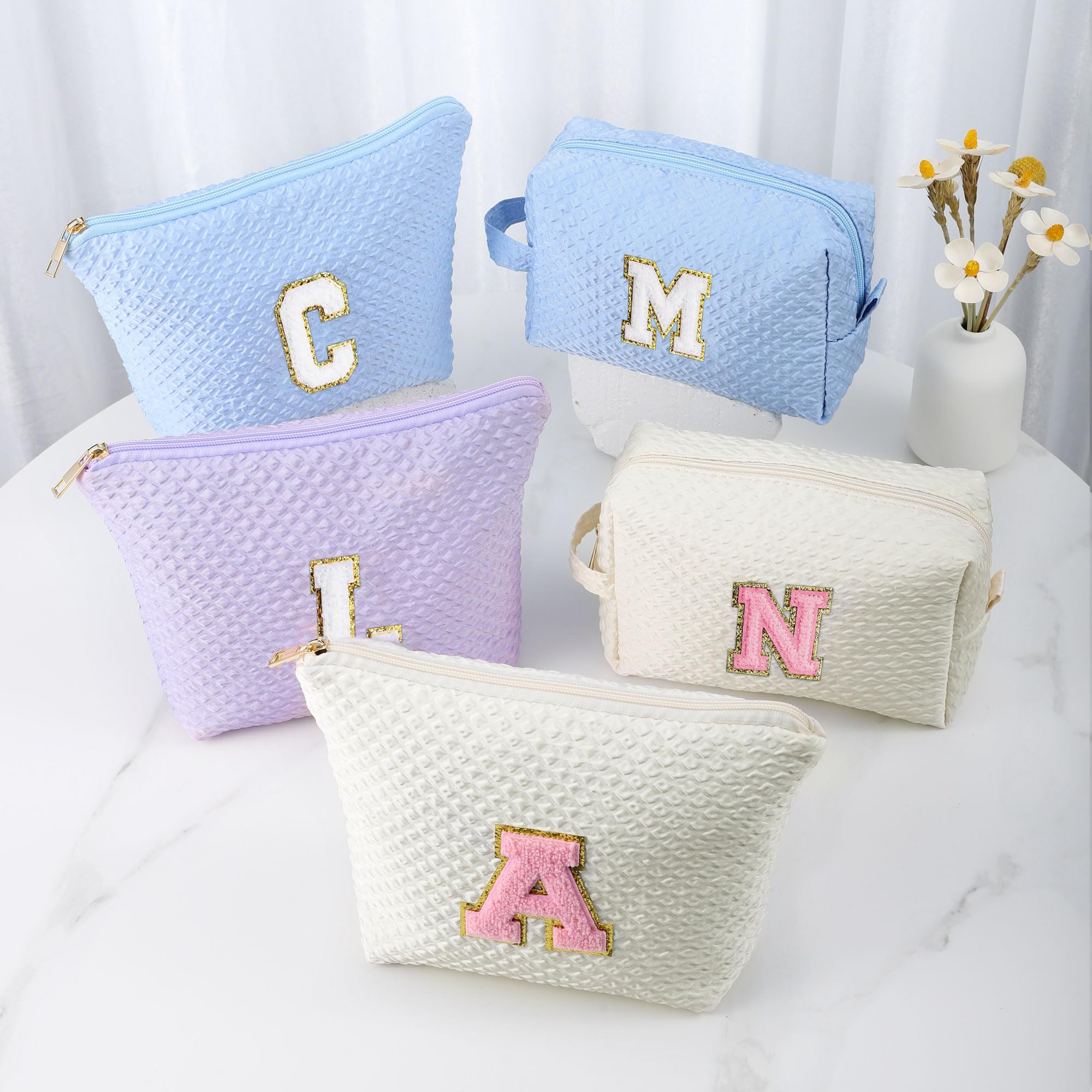 Personalized Monogram Initial Makeup Bag for Women & Teens - Cute Purple Cosmetic Pouch, Travel Toiletry Organizer | Perfect for Travel, Gym, Bridal Shower & Daily Makeup Storage