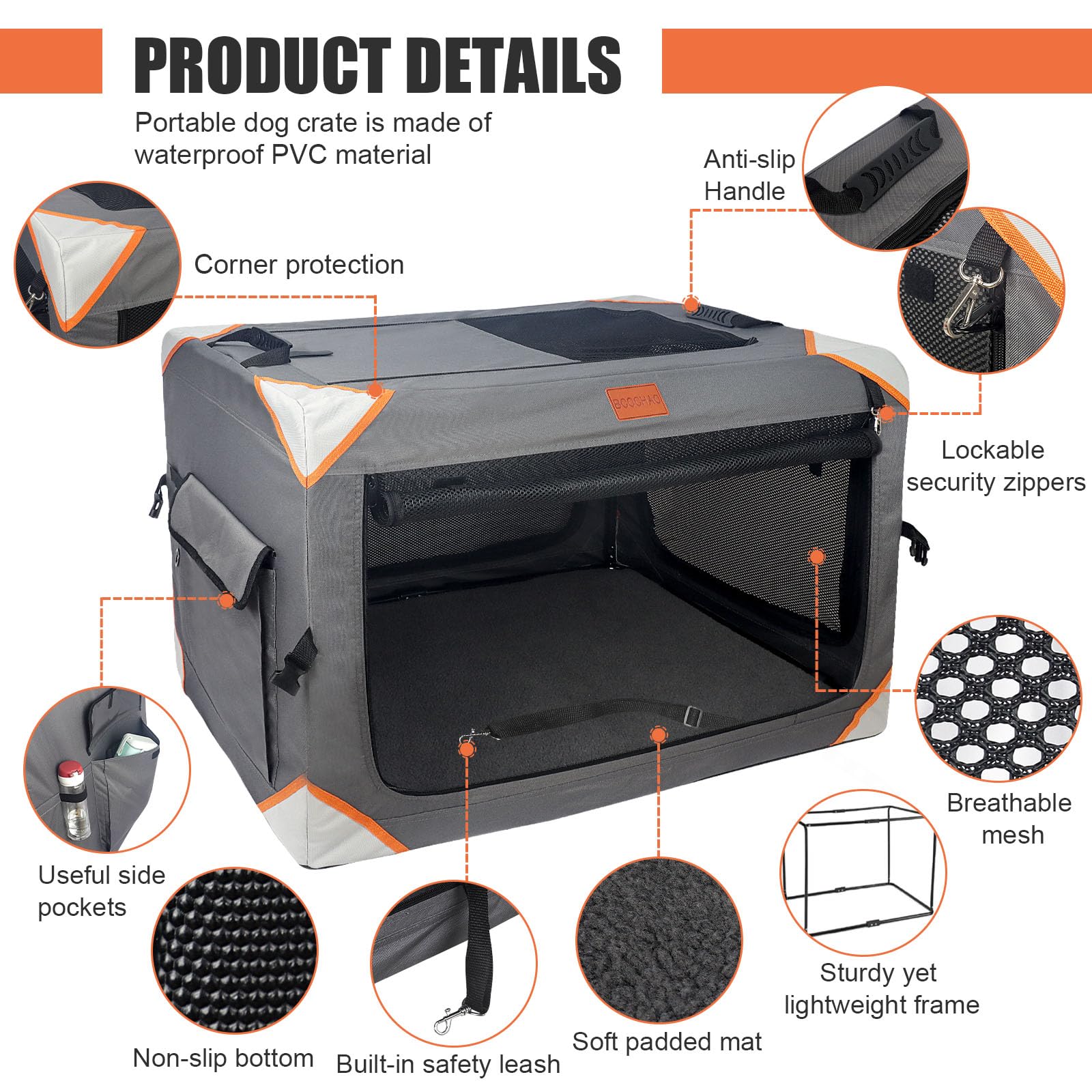 Foldable Dog Crate for Travel - 36 Inch Portable Pet Carrier for Medium & Large Dogs | 4-Door Collapsible Kennel with Breathable Mesh | Durable Indoor/Outdoor Use | Includes Soft Dog Blanket | Perfect for Car Rides, Camping & Vet Visits