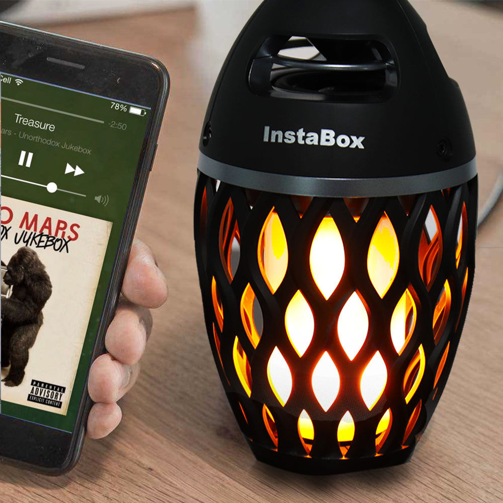 InstaBox FS18 Firestarter LED Flame Speaker - Bluetooth 4.2 Wireless Portable Speaker with Cool LED Flame Effects - Perfect for Camping, Parties & Outdoor Adventures