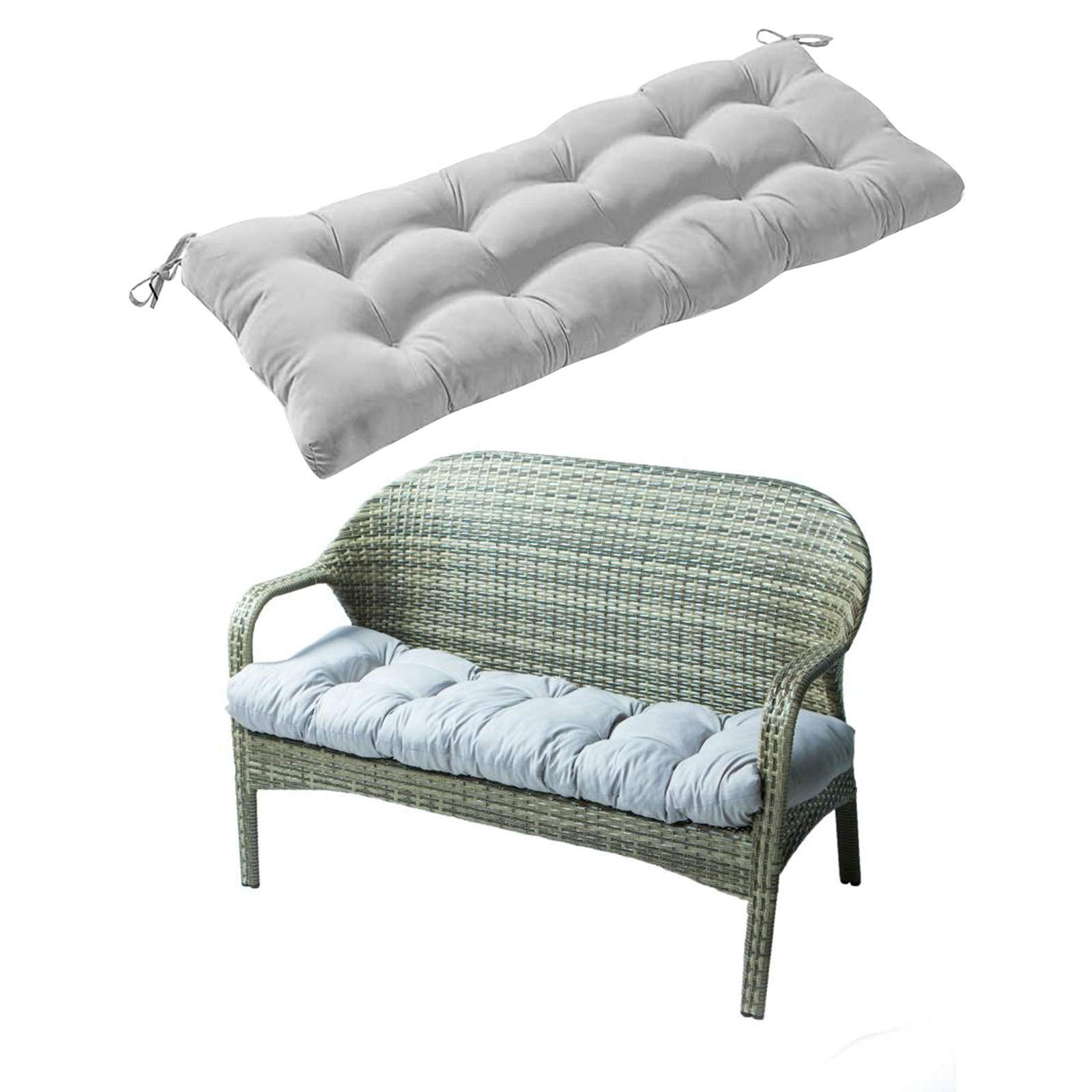 Non-Slip Swing Cushion with Ties - certainPL Bench Cushion Replacement for Patio Lounger, Indoor & Outdoor Furniture - Durable & Comfortable Seat Pad (Gray) - Perfect for Garden, Porch, Deck & Poolside Relaxation