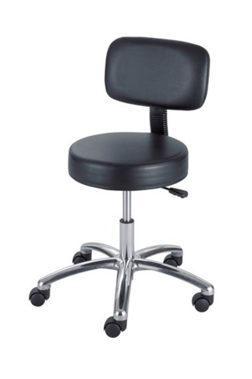 Safco 3430BL Black Adjustable Lab Stool with Backrest & Pneumatic Lift - Ergonomic Seating for Laboratories, Clinics & Workspaces