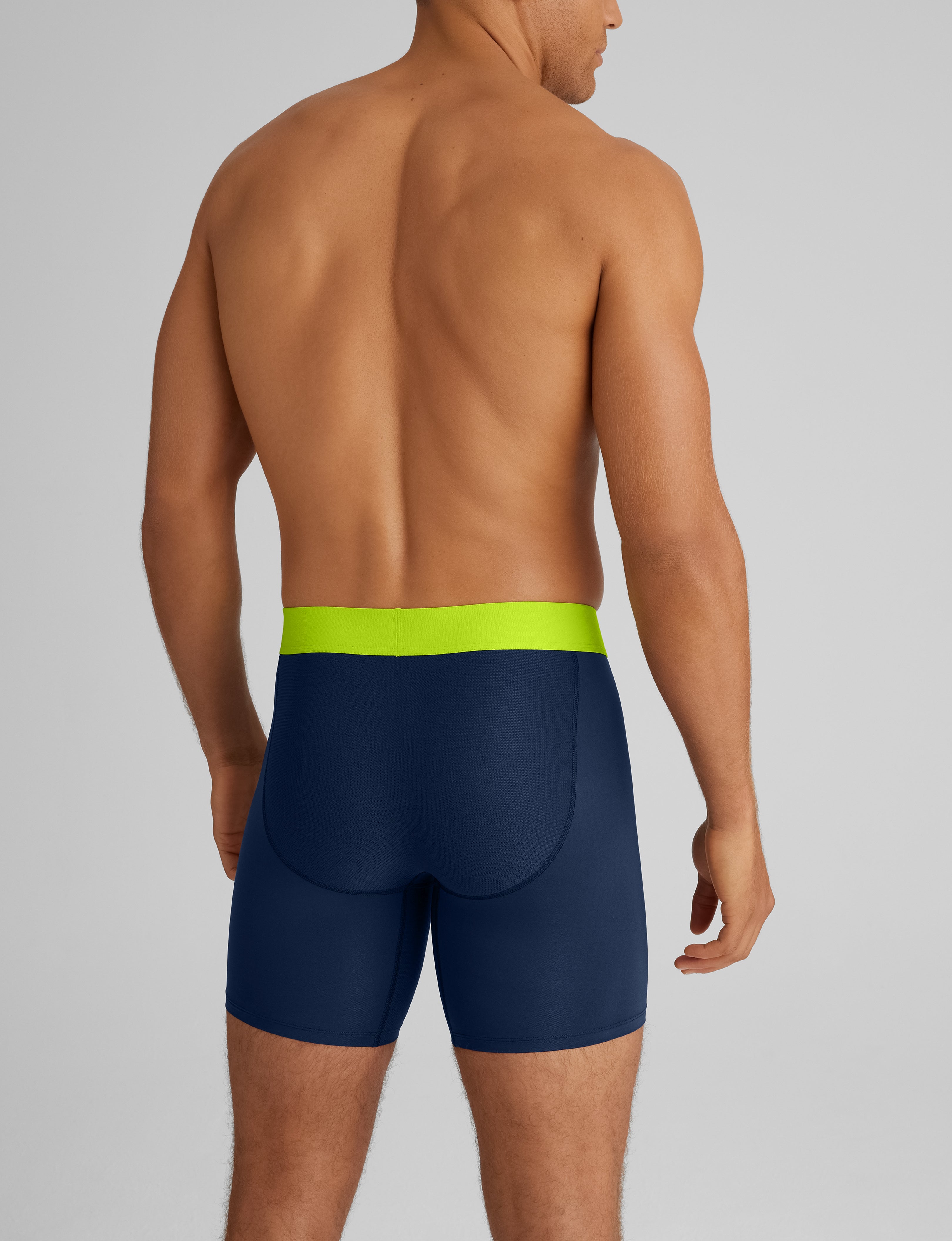 360 Sport Mid Length Boxer Briefs - 6 Pack Moisture Wicking Men's Underwear for Gym, Running & Active Lifestyle