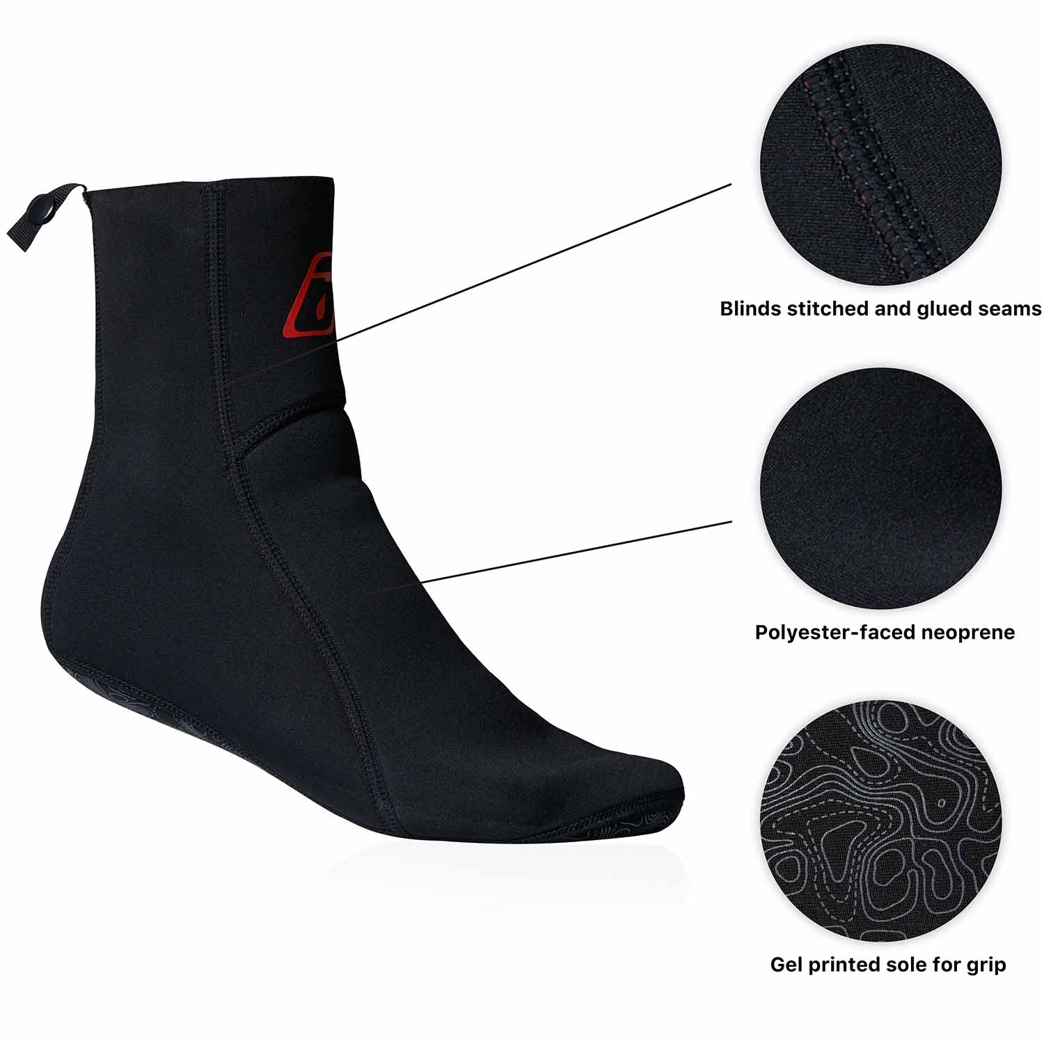 Level Six Photon Neoprene Water Socks - Quick-Dry Aqua Shoes for Swimming, Surfing & Beach Activities - Non-Slip Sole for Pool, Yoga & Water Sports