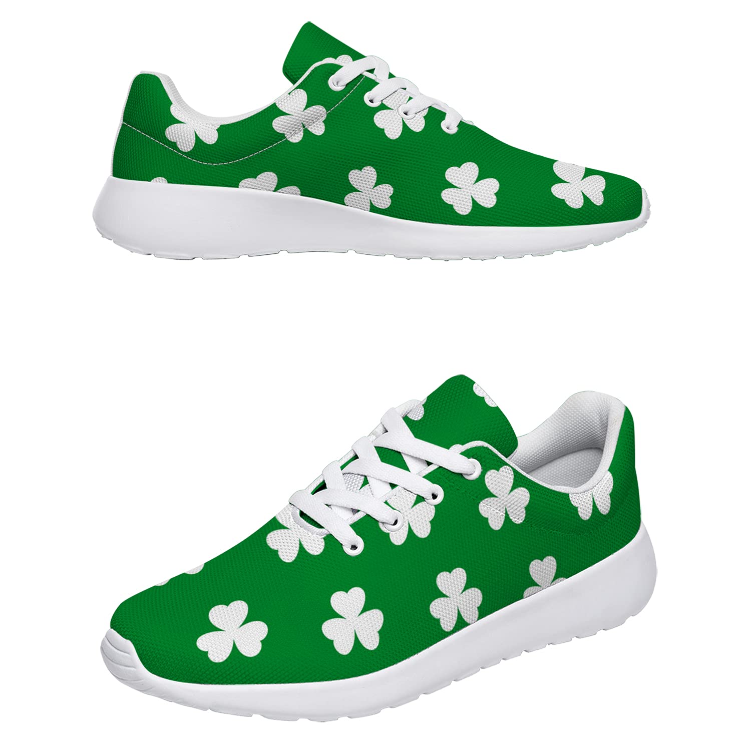 St. Patrick's Day 3D Printed Shamrock Sneakers - Men's & Women's Non-Slip Golf Tennis Shoes | Breathable Mesh Design | Holiday Gift Idea (White, US Men's 8/Women's 9.5) - Perfect for St. Paddy's Day Celebrations, Golf Outings & Casual Wear