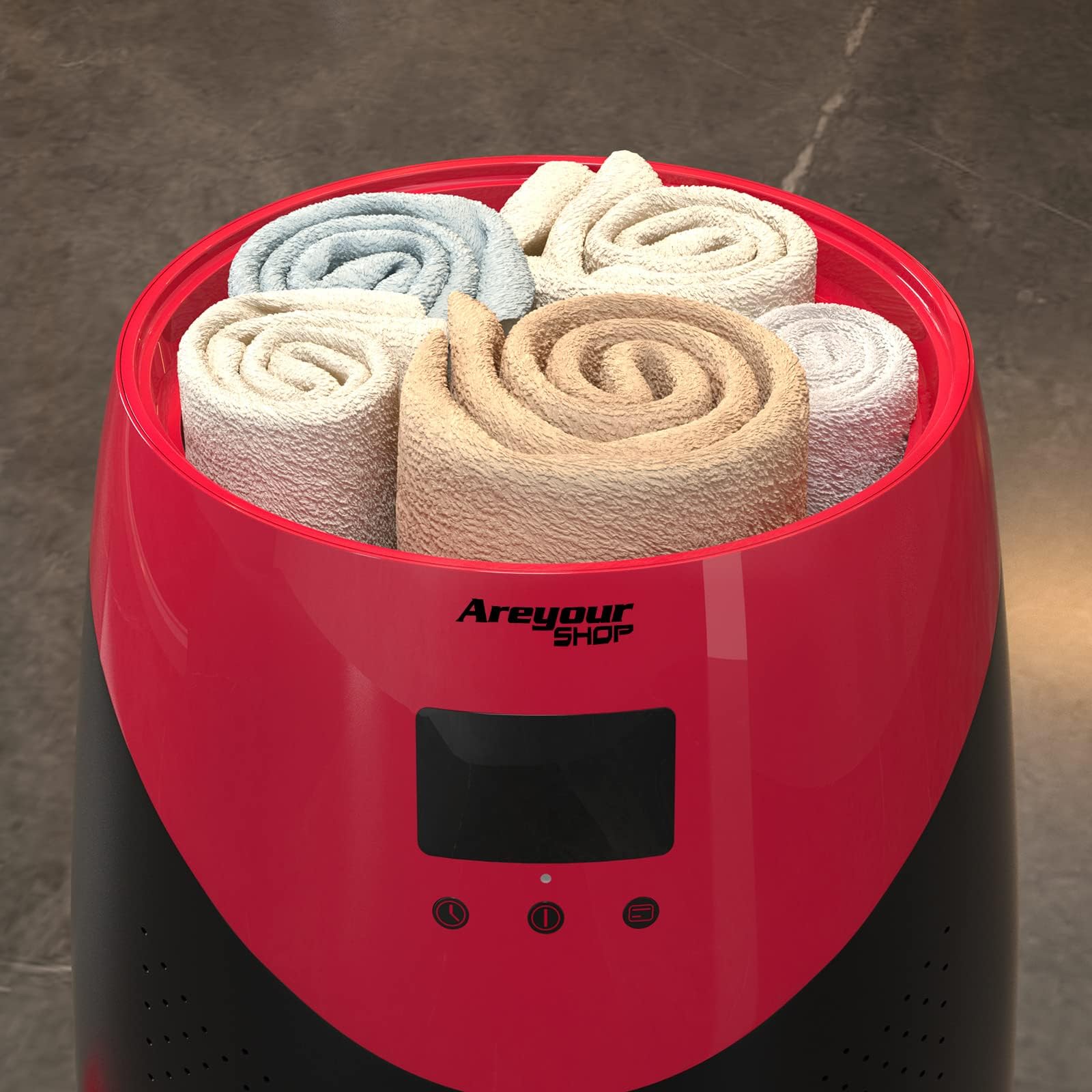**Topteng 20L Red Towel Warmer with Wheels – Large Bucket-Style Heated Towel Warmer for Bathroom & Hot Tub – Fast Heat-Up, Auto Shut-Off, Drying Function – Perfect for Spa, Salon, and Home Relaxation**