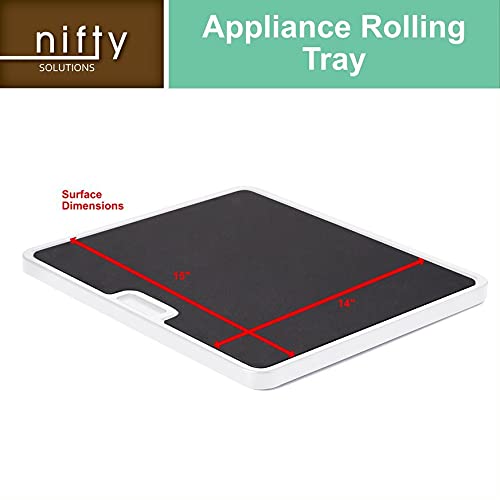 Large Rolling Tray for Kitchen Appliances - White Counter Organizer with Non-Slip Surface & Smooth Wheels | Perfect for Coffee Makers, Stand Mixers, Blenders, Toasters | Ideal for Small Kitchen Spaces & Countertop Organization