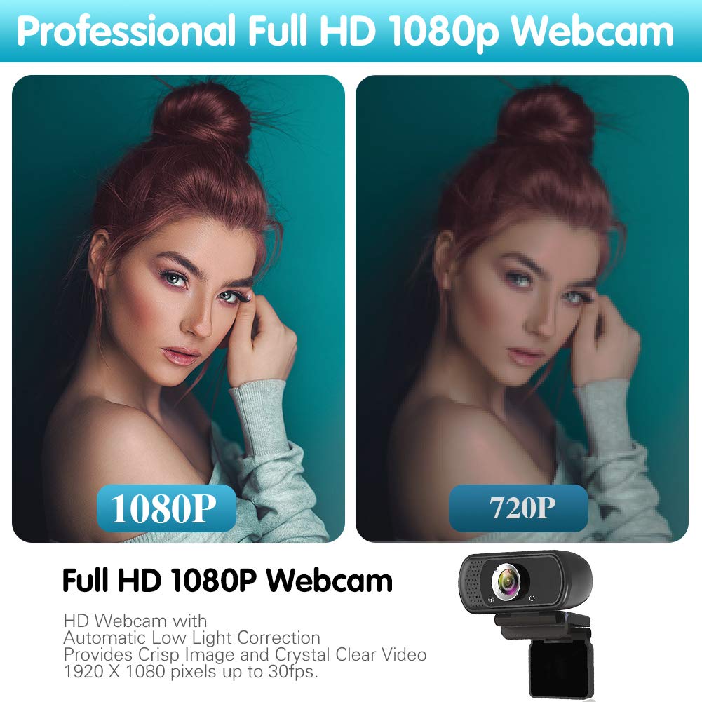 GoHZQ 1080p HD Webcam with Built-in Microphone, Wide Angle USB Web Camera for PC, Laptop, MacBook & Desktop - Perfect for Video Conferencing, Live Streaming & Online Classes