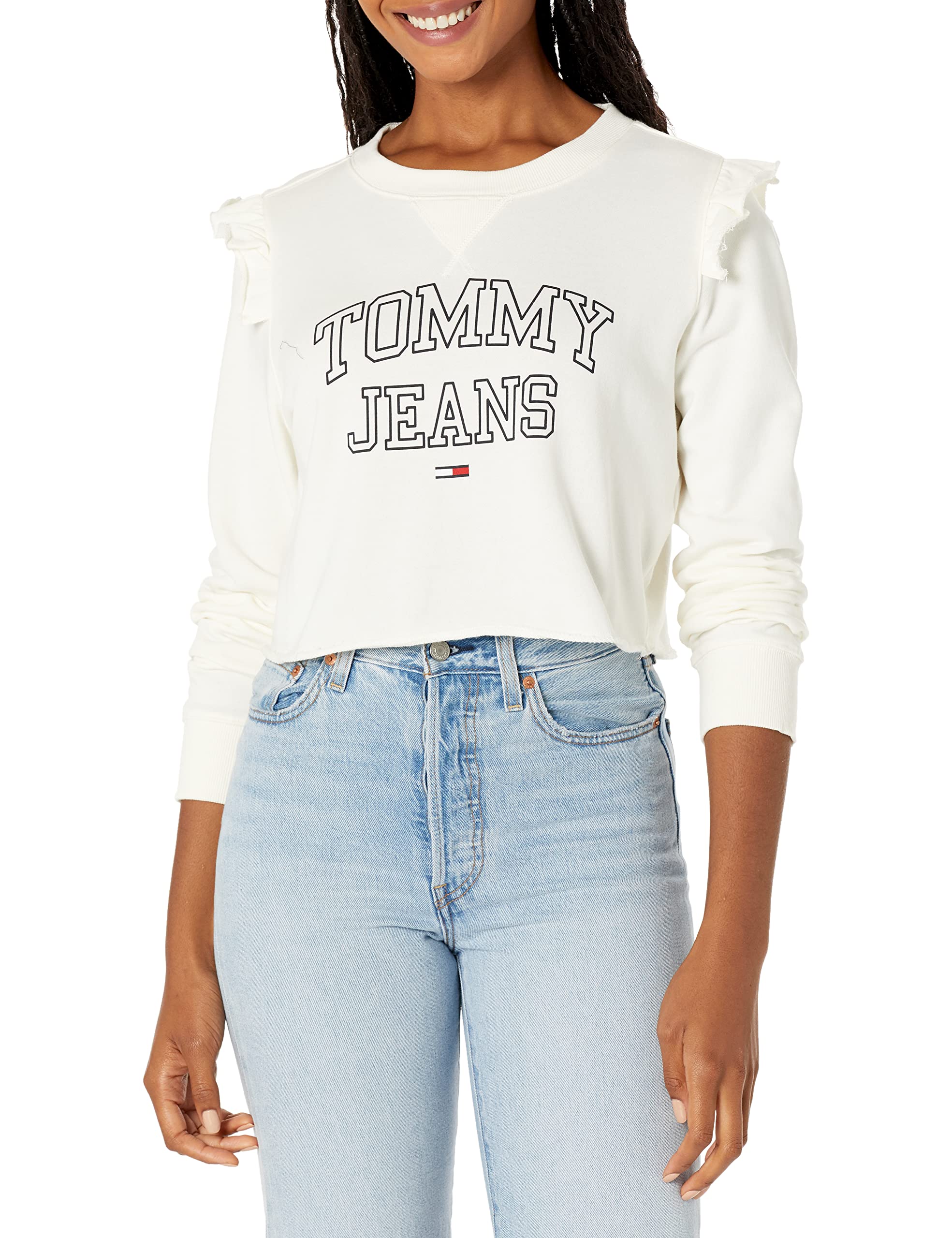 Tommy Hilfiger Women's Classic Crewneck Sweatshirt | Soft Cotton Pullover | Casual Comfort Wear for Everyday & Lounge | Perfect for Outings, Work & Relaxation