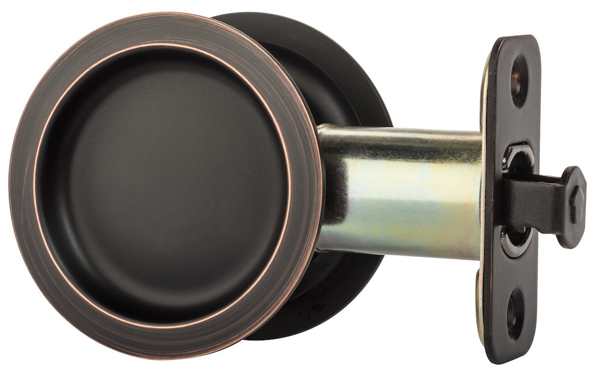 Dynasty Hardware Round Hall Closet Passage Pocket Door Latch - Oil Rubbed Bronze Finish for Smooth Sliding Door Operation - Perfect for Bedrooms, Closets & Home Offices