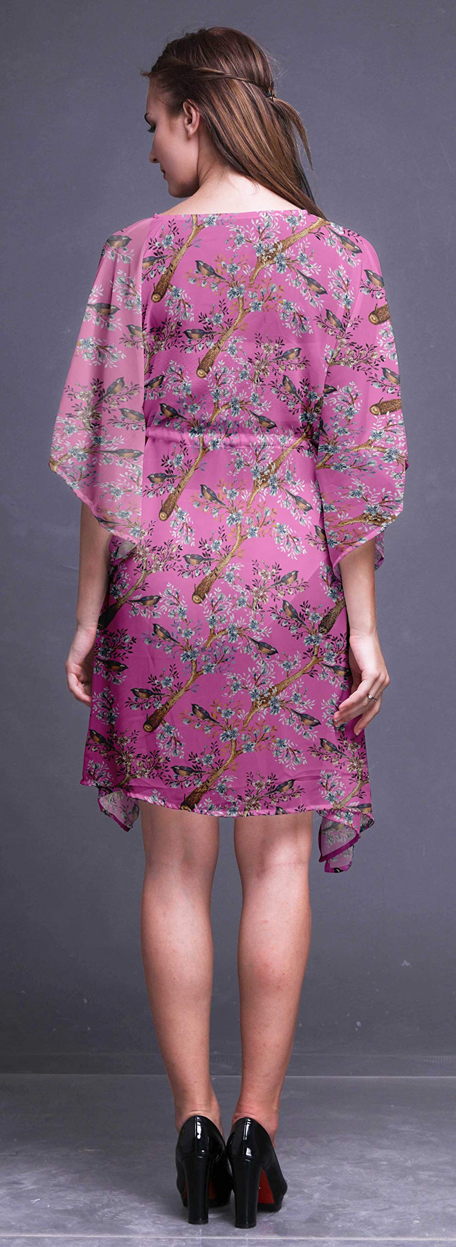 Bimba Women's Short Caftan Midi Dress - Beach Cover Up, Swimwear Wrap, Boho Kaftan for Poolside, Vacation & Summer Outfits