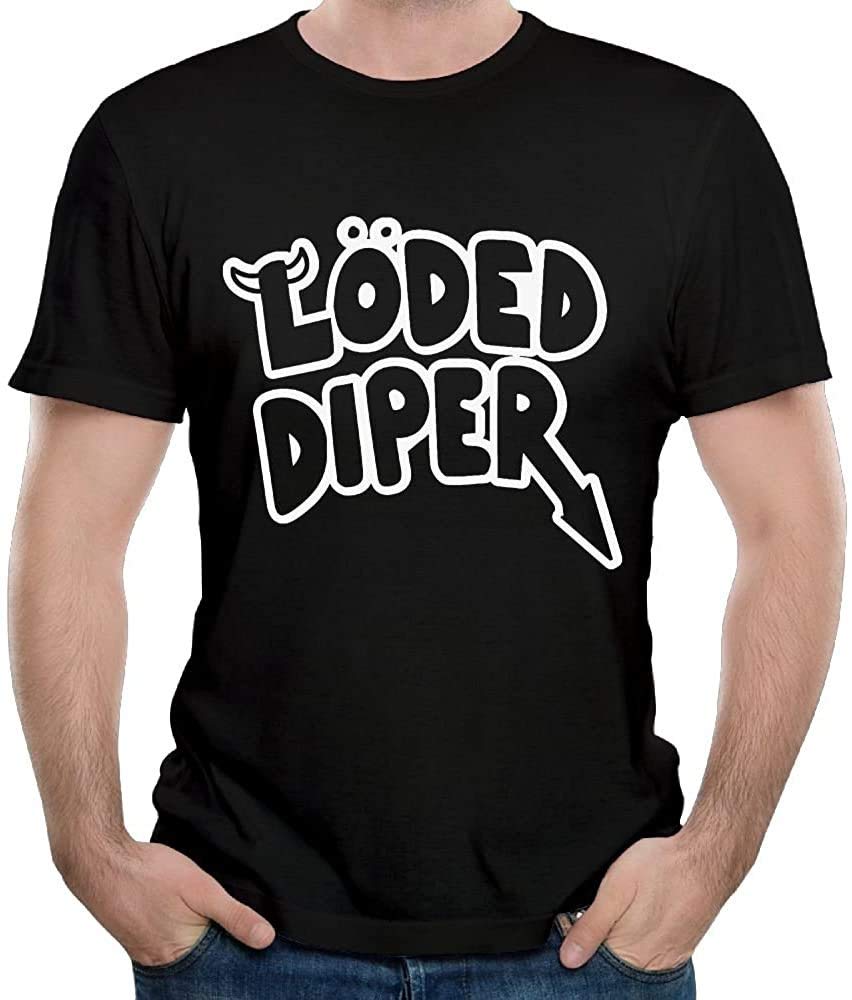 Funny Loaded Diaper Print Men's Casual Short Sleeve T-Shirt - Black Cotton Jogging Tee for Gym, Running & Streetwear Fashion