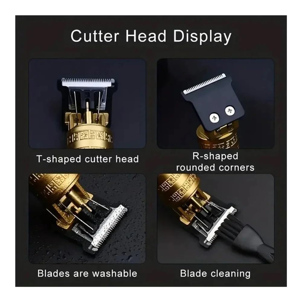 Professional USB Rechargeable Hair Clipper for Men - Gold Dragon B Barber Trimmer with Digital Display, Cordless Hair Cutting Machine for Home & Salon Use - Perfect for Beard Trimming, Fades, and Precision Haircuts
