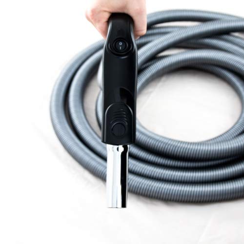 Central Vacuum Cleaner Hose with On/Off Switch - 7.5m Heavy-Duty Suction Hose with Ergonomic Handle - 37mm & 32mm Accessory Connections - Ideal for Whole-House Cleaning & Hard-to-Reach Areas