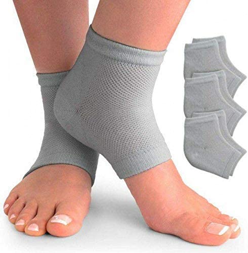 **Dlala Silicone Shoe Insoles for Heel Pain Relief - Moisturizing Gel Socks for Cracked Feet Repair - Heel Grips & Cushion Inserts for Men & Women (Cotton Gel Socks) - Perfect for Running, Walking & Daily Comfort**