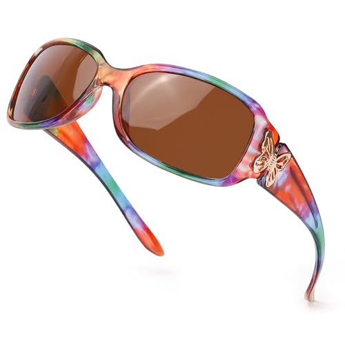 A01 Rainbow Frame Polarized Womens Sunglasses
