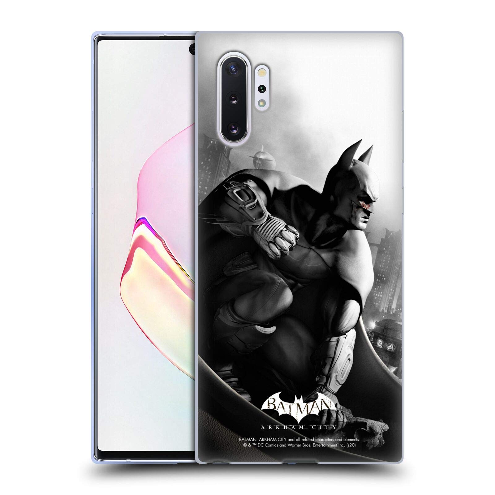Official Batman Arkham City Poster Key Art Soft Gel Case for Samsung Galaxy Note10+ | Durable Protection & Stylish Design for Gaming Fans & Superhero Enthusiasts