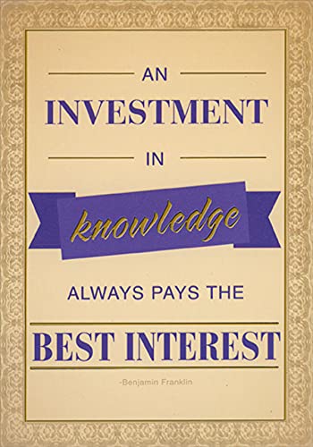 Designer Greetings Benjamin Franklin Quote Graduation Card - 'An Investment in Knowledge' Inspirational College Graduation Congratulations Card with Gift Card Holder - Perfect for Graduation Gifts, Commencement & Academic Achievements