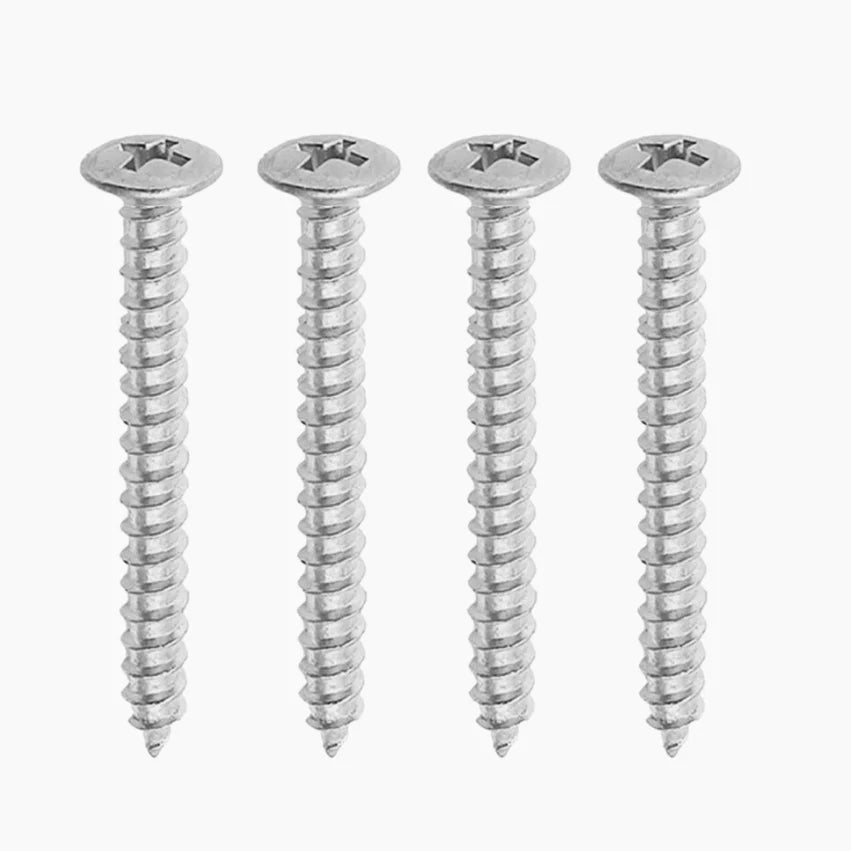 Allparts GS 0005 010 Chrome Neckplate Screws 4-Pack - Replacement Screws for Guitar Neck Plate Installation & Repair - Perfect for Fender, Gibson, and DIY Guitar Projects