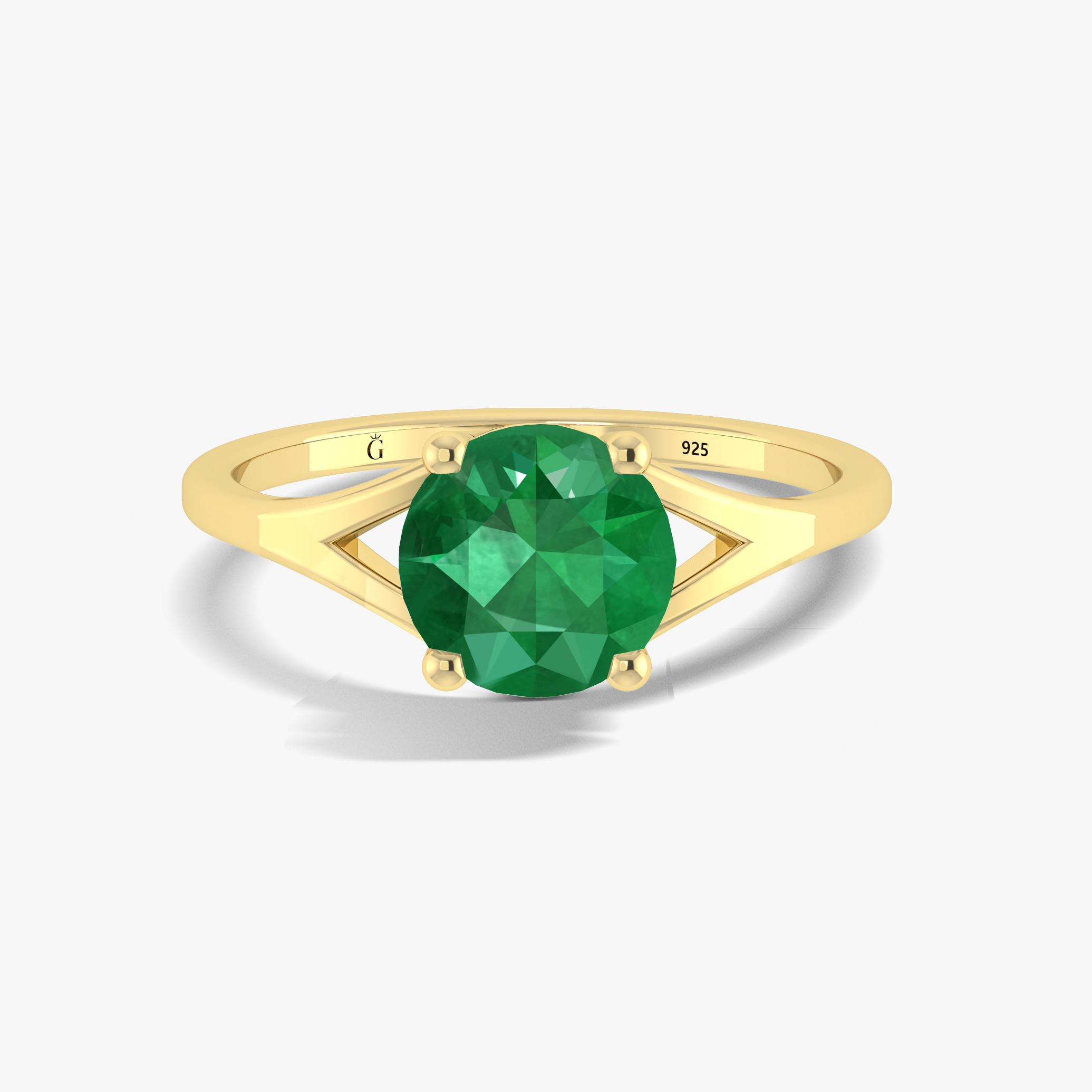 Emerald Round Faceted Gemstone Statement Ring for Women - Elegant Green Birthstone Jewelry Gift for Mother's Day, Anniversary & Special Occasions
