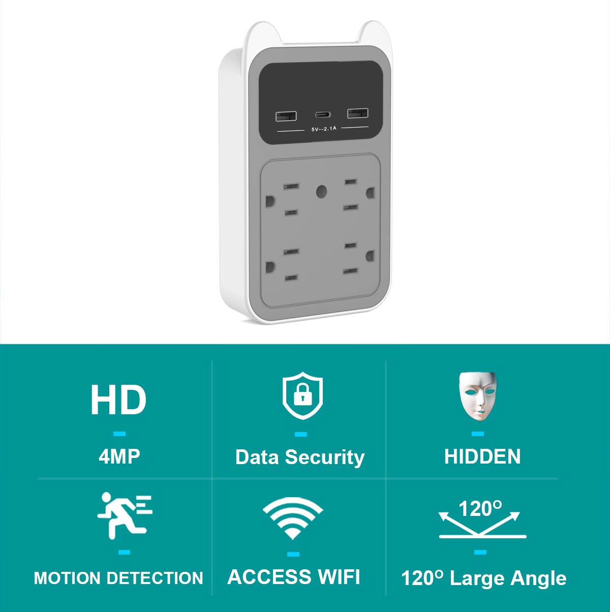 2K HD Wireless Hidden Camera - CAMDUCK WiFi Nanny Cam with Motion Detection & 128GB Storage | Indoor Security Surveillance Camera for Home, Office, Baby Monitoring | No Audio Recording
