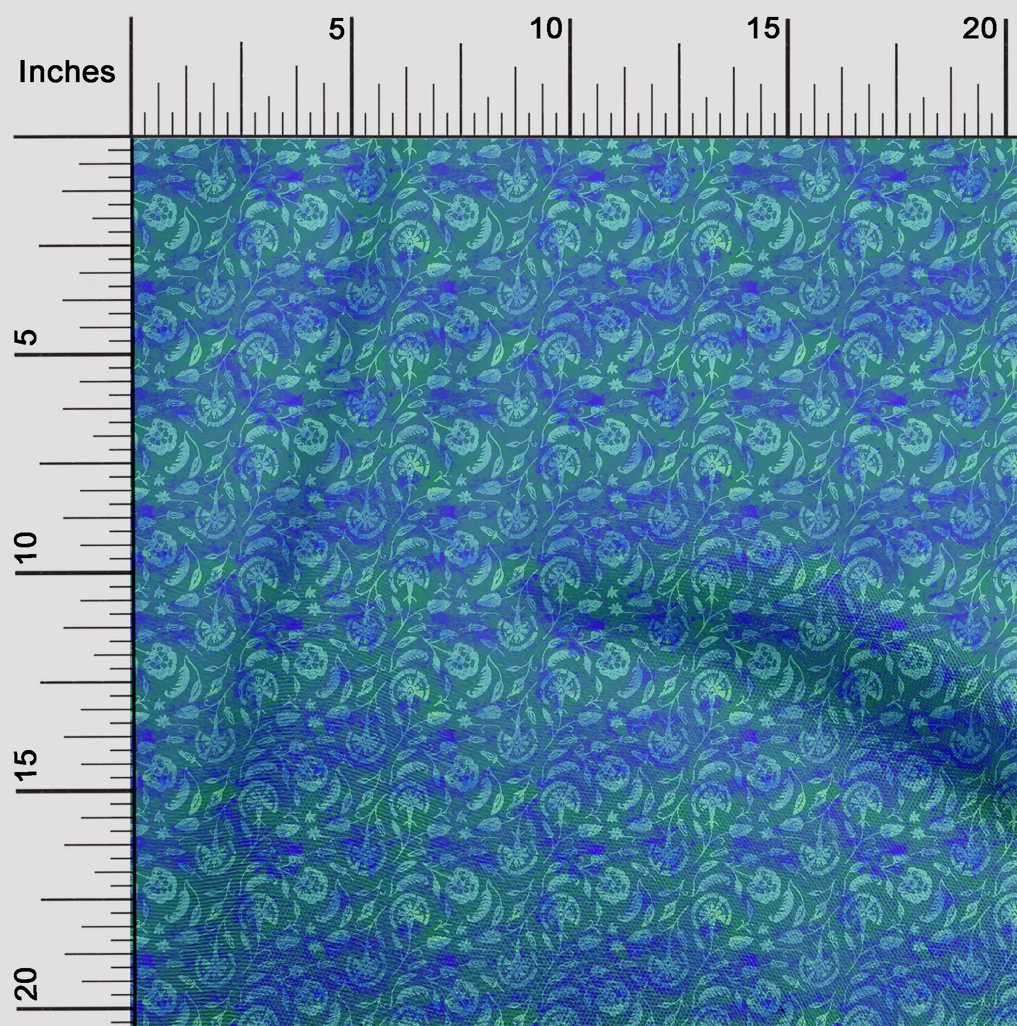 Premium 100% Cotton Poplin Teal Green Batik Fabric by The Yard - 56