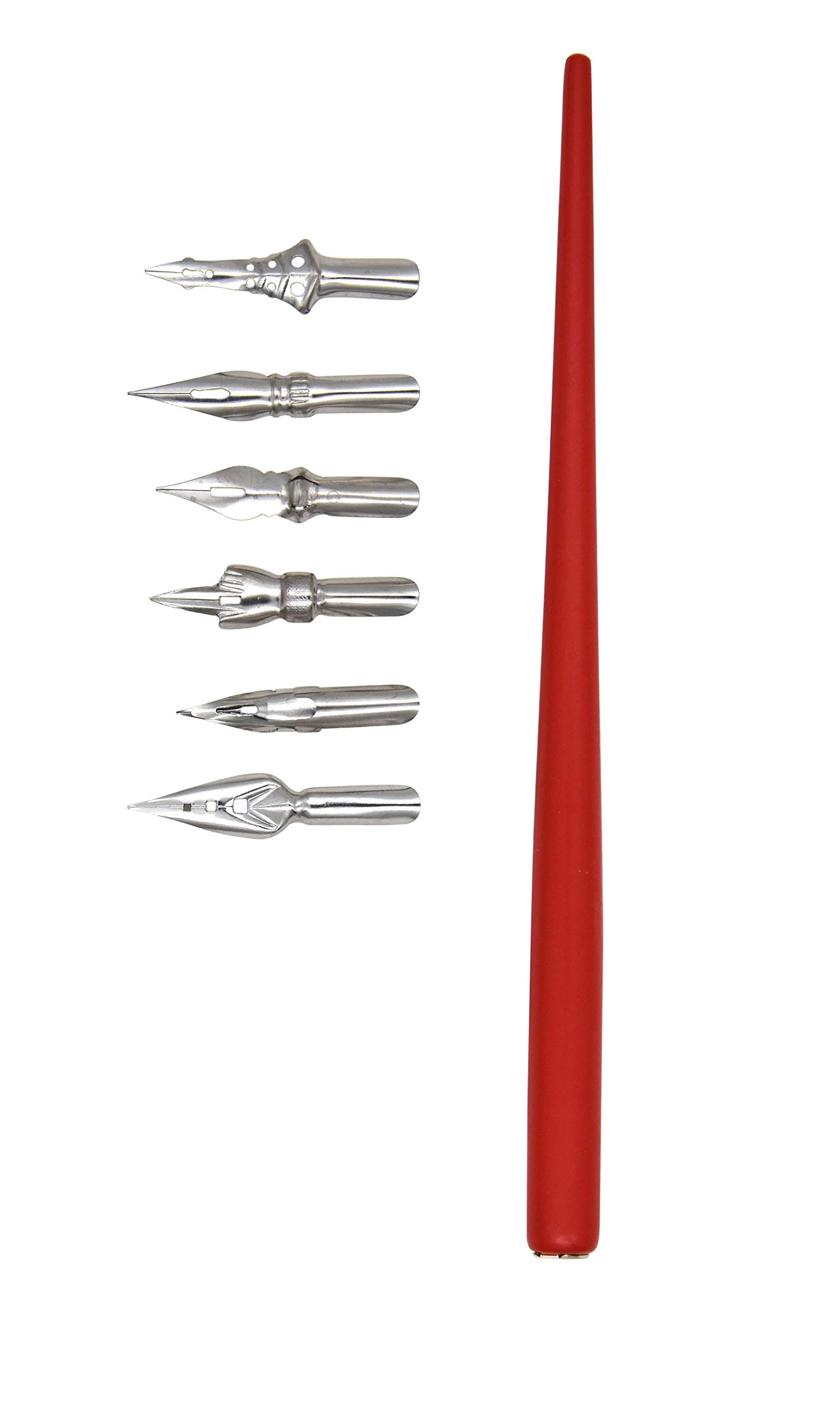 Gullor Calligraphy Dip Pens Set - 6 Nibs for Manga, Comic & Cartoon Drawing - Professional Artist Painting Kit (Red) - Perfect for Beginners, Sketching, and Ink Illustration