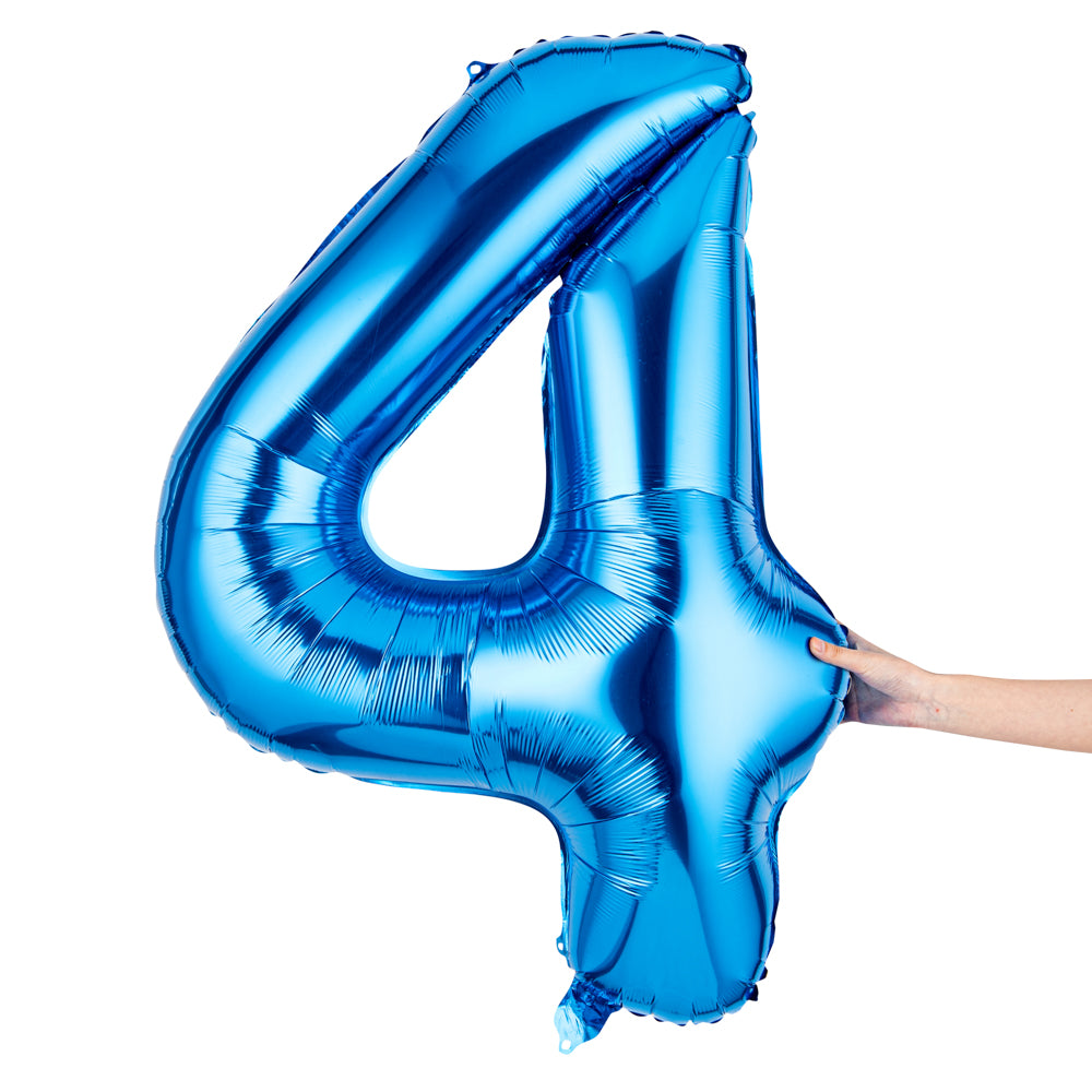 Balloonify Blue Mylar Number 4 Balloon - 40 Inch Large Foil Balloon for Birthday Parties, Baby Showers & Anniversary Celebrations - 1 Count Box