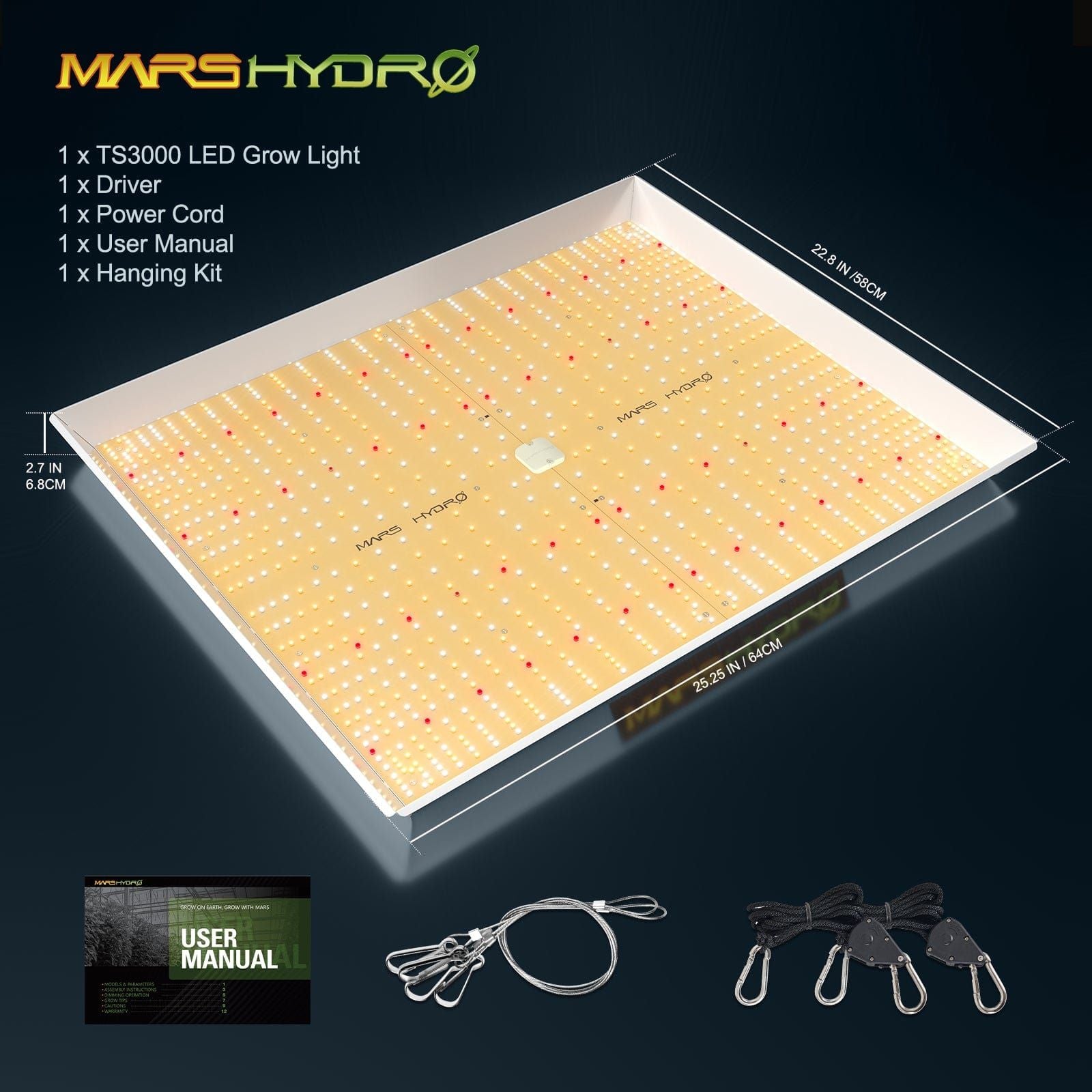Mars Hydro TS 3000 Full Spectrum LED Grow Light for Indoor Plants - High Efficiency Hydroponic Lighting System for Vegetables, Flowers & Cannabis Cultivation | Perfect for Grow Tents, Greenhouses & Home Gardens