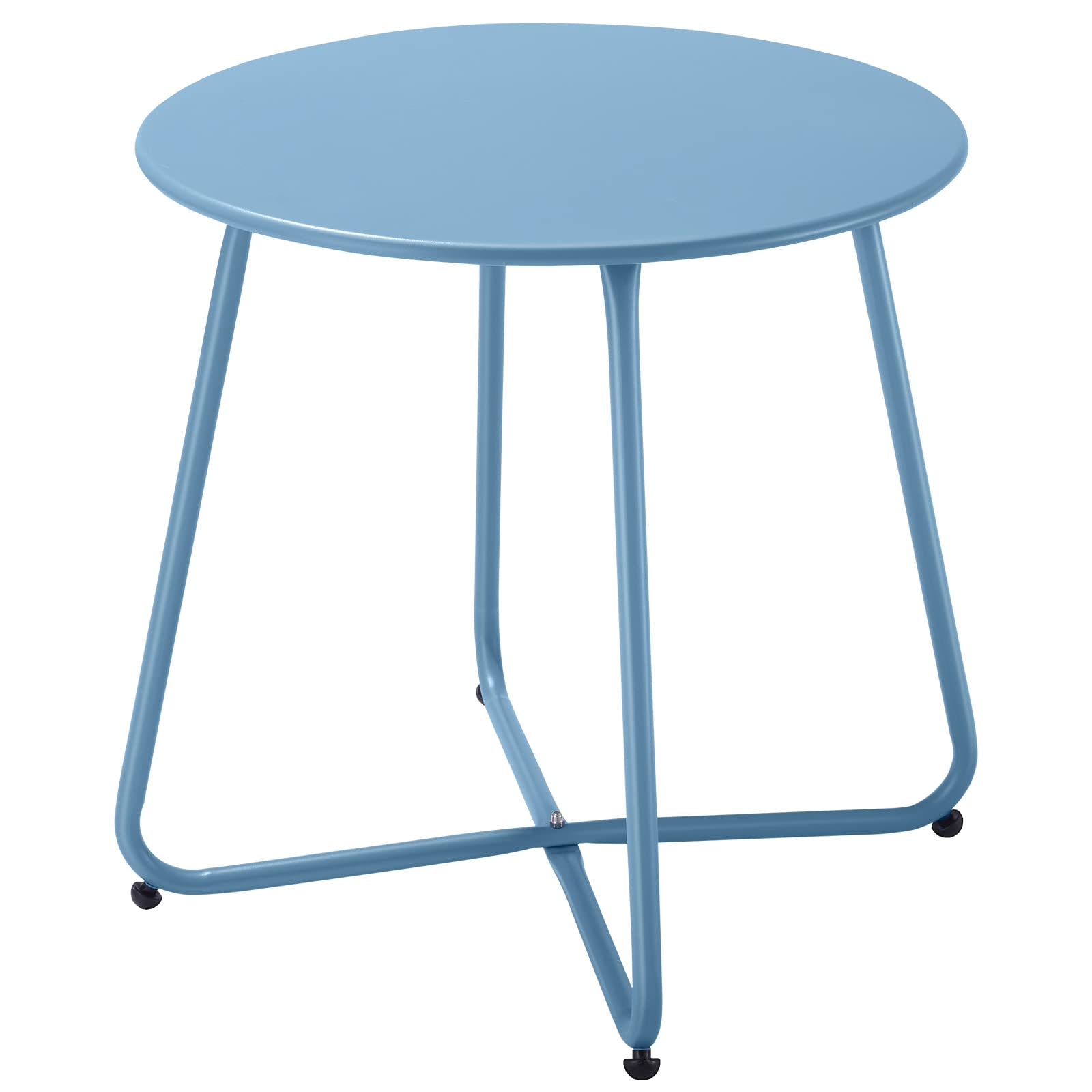 Waterproof Round Metal Outdoor Side Table - Weather Resistant Steel End Table for Patio, Garden, Balcony & Yard | Portable Indoor/Outdoor Use | Perfect for Drinks, Books & Decor (Blue)