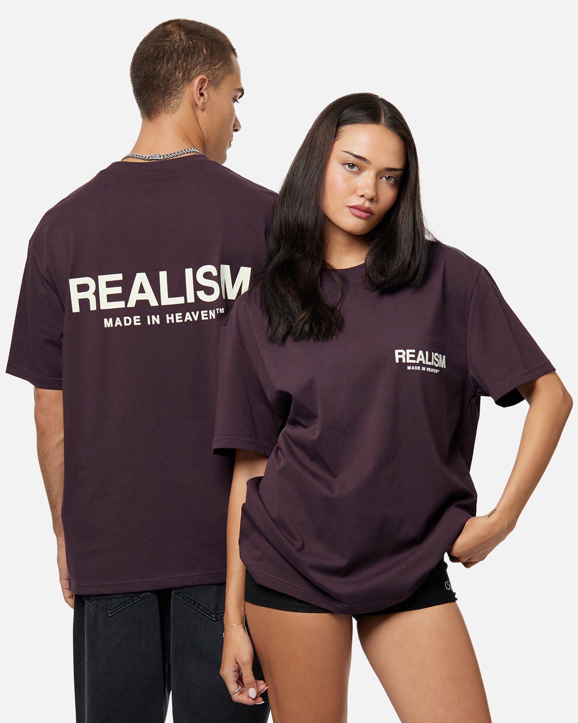 SSS Realism Heaven Logo Tee - Soft Plum Cotton T-Shirt for Men | Casual Streetwear & Everyday Comfort