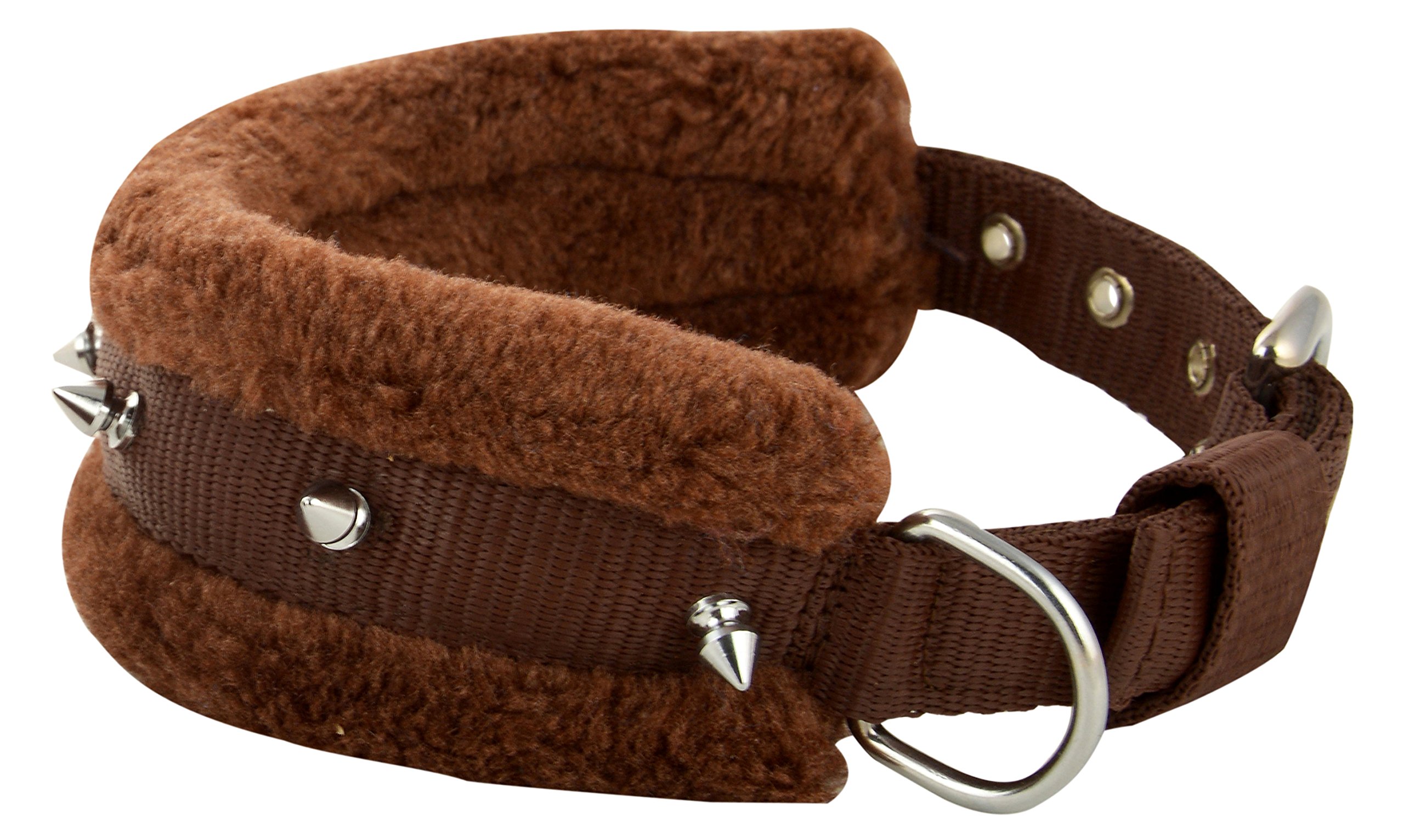 **Skora Fur Nylon Brown 1 Inch Spiked Medium Dog Collar for Small to Medium Dogs - Adjustable & Stylish Pet Collar for Daily Walks & Outdoor Adventures (Medium, Brown)**