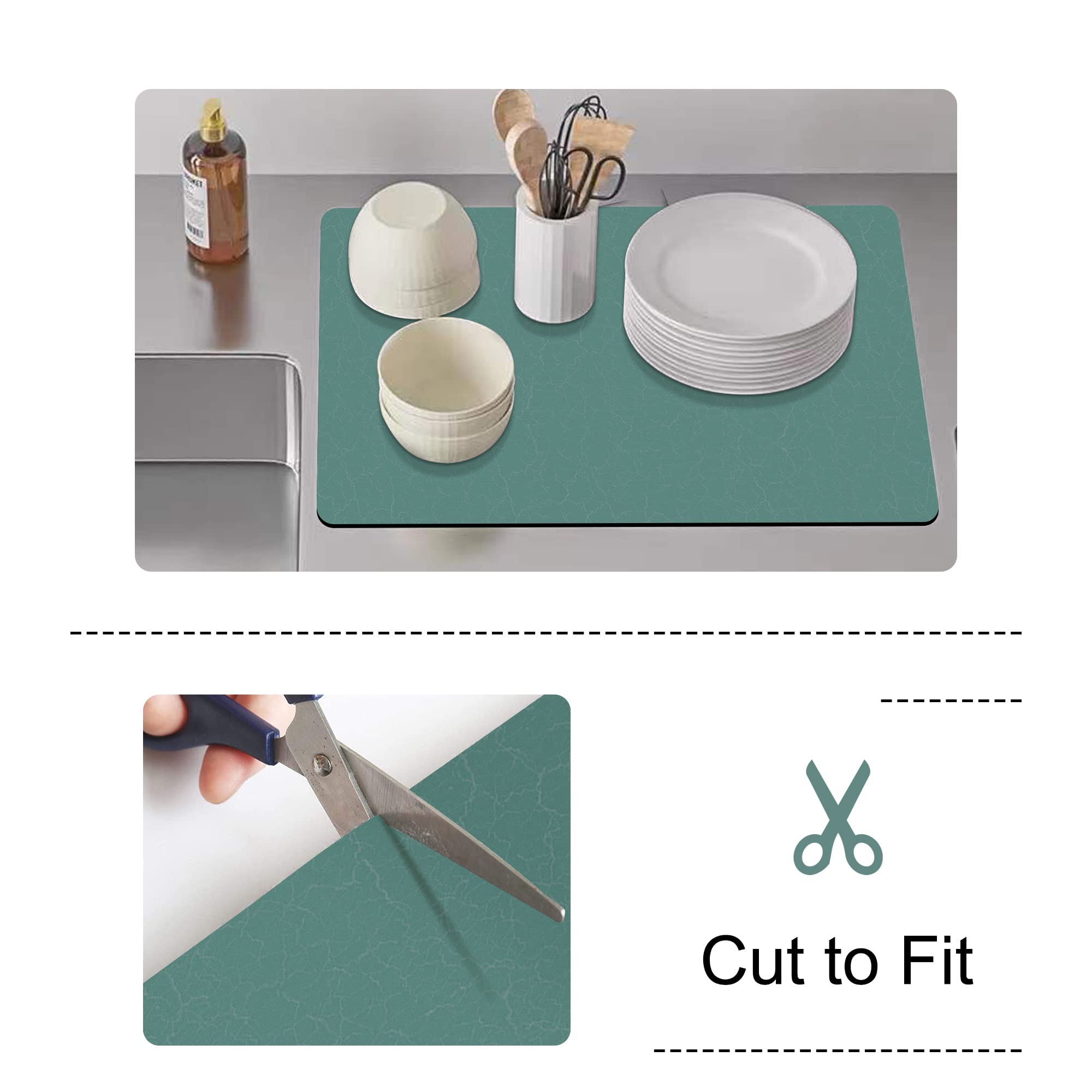 Premium Coffee Dish Drying Mat - Absorbent & Reversible Microfiber Countertop Pad for Coffee Makers & Bar Decor (Bean Green) | Ideal for Kitchen Countertops, Espresso Machines & Coffee Station Accessories