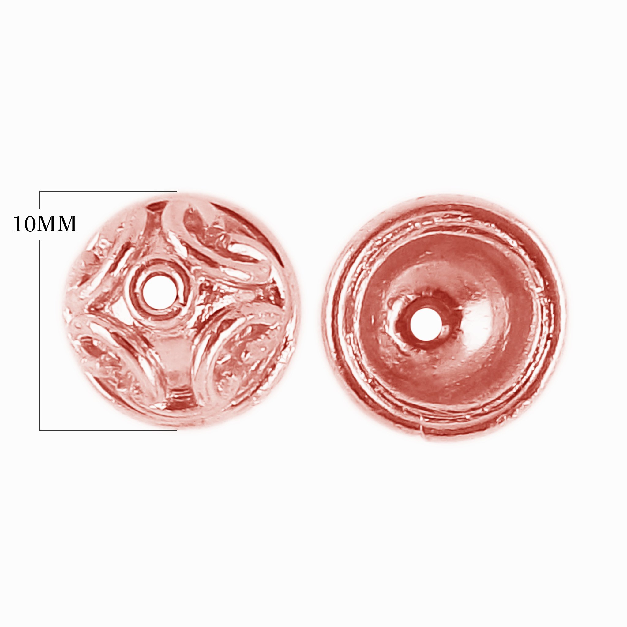 10MM Rose Gold Overlay Bead Cap CRG-144 - Jewelry Making Supplies for DIY Bracelets, Necklaces & Earrings