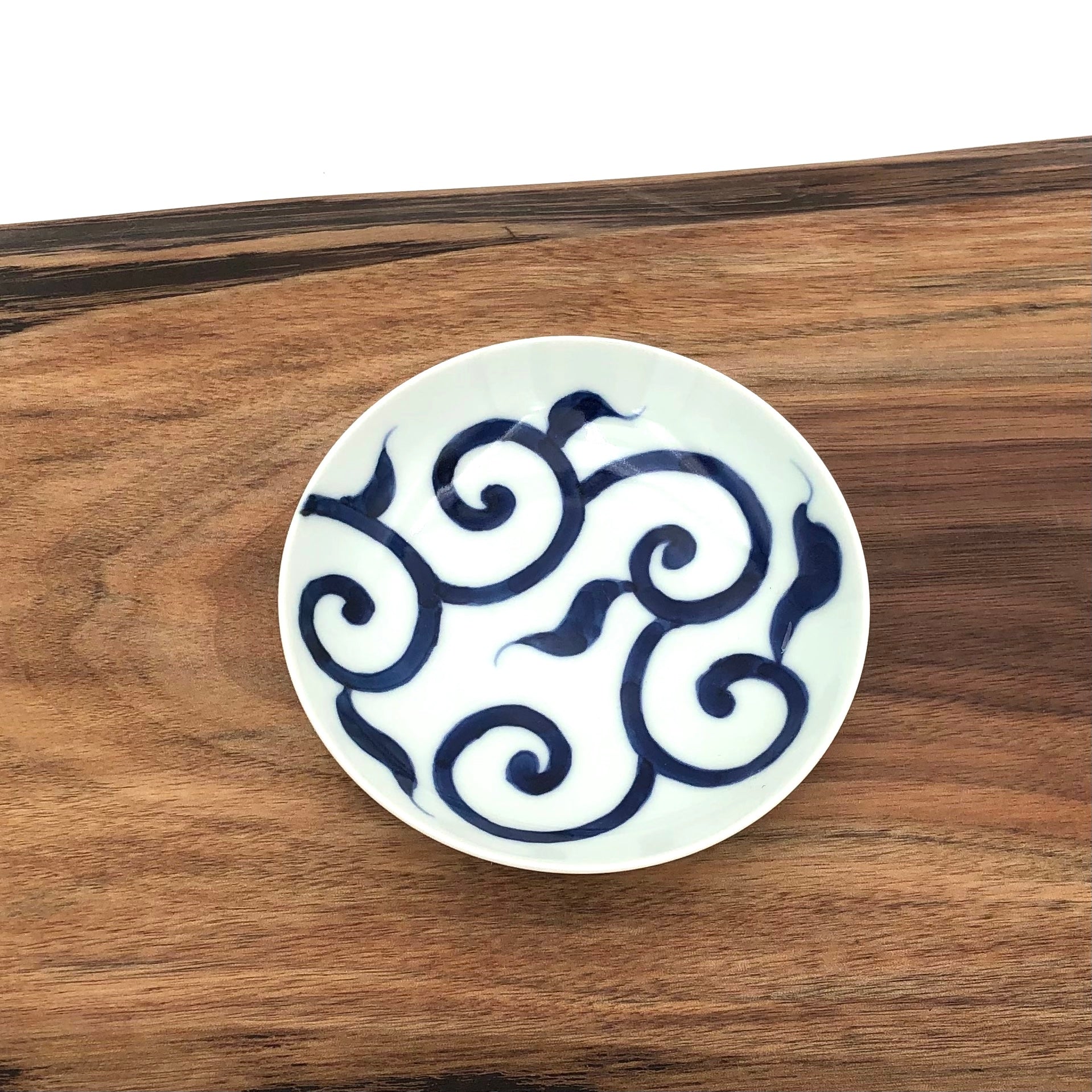 TRIPWARE Japan 4 Painted Porcelain Ring Dish - Blue Arabesque Design for Jewelry Storage | Perfect for Bathroom, Bedroom & Wedding Decor