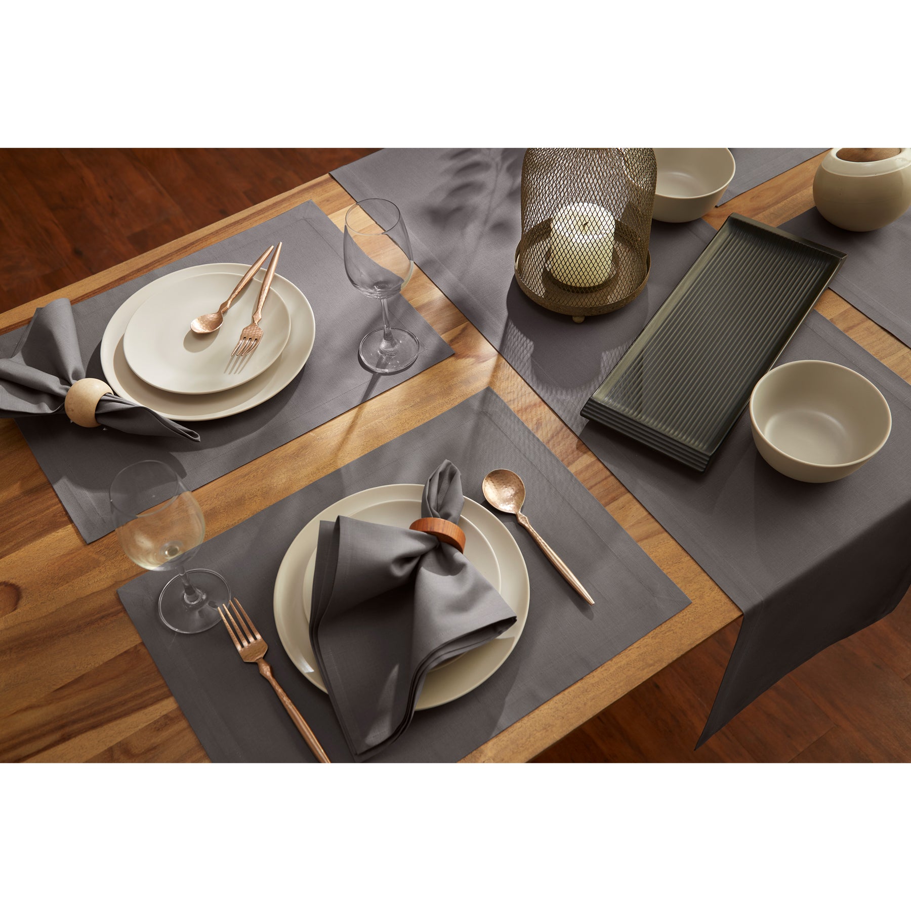 Premium Cotton Linen Placemats Set of 6 - Natural Woven Table Mats for Dining Room Decor - Elegant Place Settings for Dinner Parties & Everyday Use