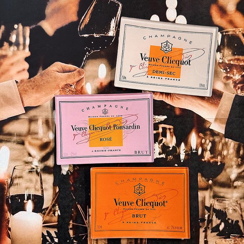 Veuve Clicquot Brut Champagne Decoupage Glass Serving Tray - Elegant Entertaining & Home Decor for Parties, Weddings, Gifts