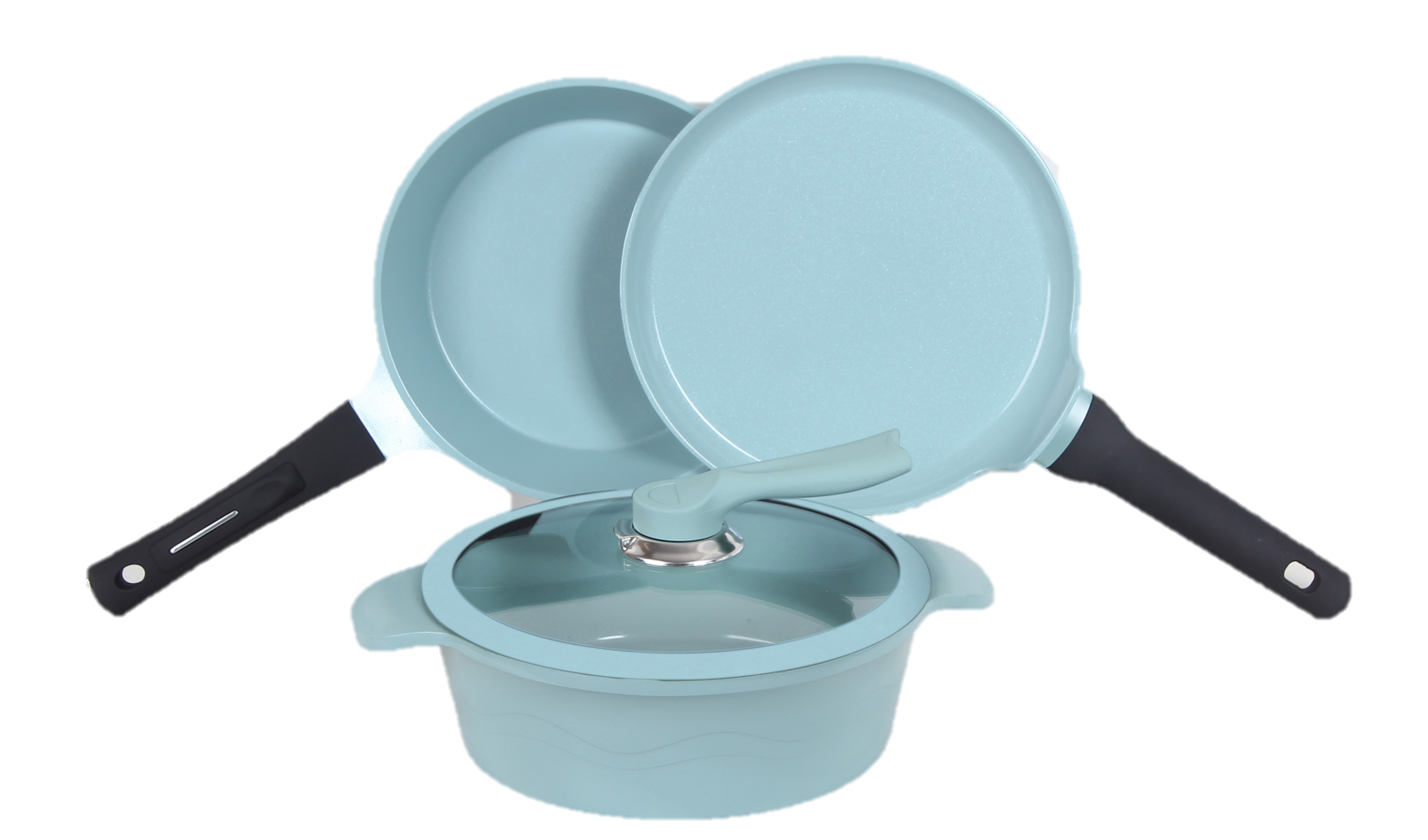 JADECOOK 4-Piece Nonstick Cookware Set - Jade Coated Pots and Pans for Healthy Cooking - Perfect for Frying, Boiling & Sauteing in Modern Kitchens