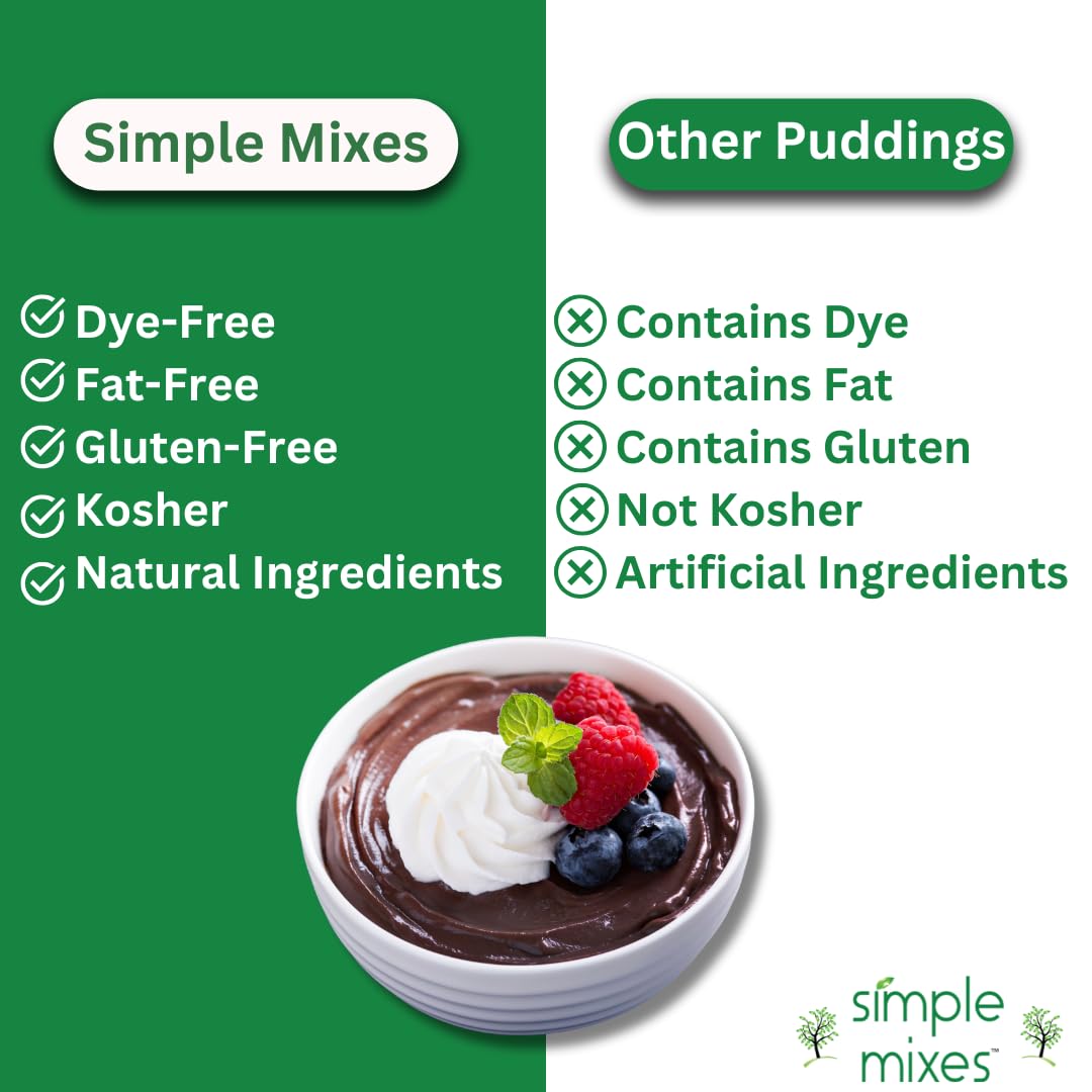 Simple Mixes Natural Instant Pudding Mix - Healthy Vanilla Snack, Dye-Free, Fat-Free, Gluten-Free, Kosher Certified (3 Pack) | Perfect for Desserts, Lunchboxes & Quick Treats
