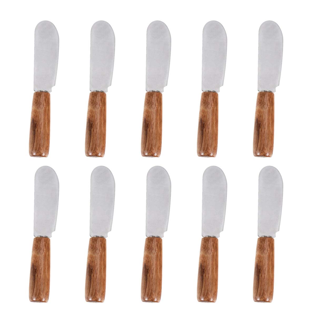 UPKOCH 10-Piece Stainless Steel Butter Knife Set with Wooden Handle - Sandwich Spreader, Cream Cheese Knife, Baking & Kitchen Utensils - Perfect for Breakfast, Brunch & Entertaining