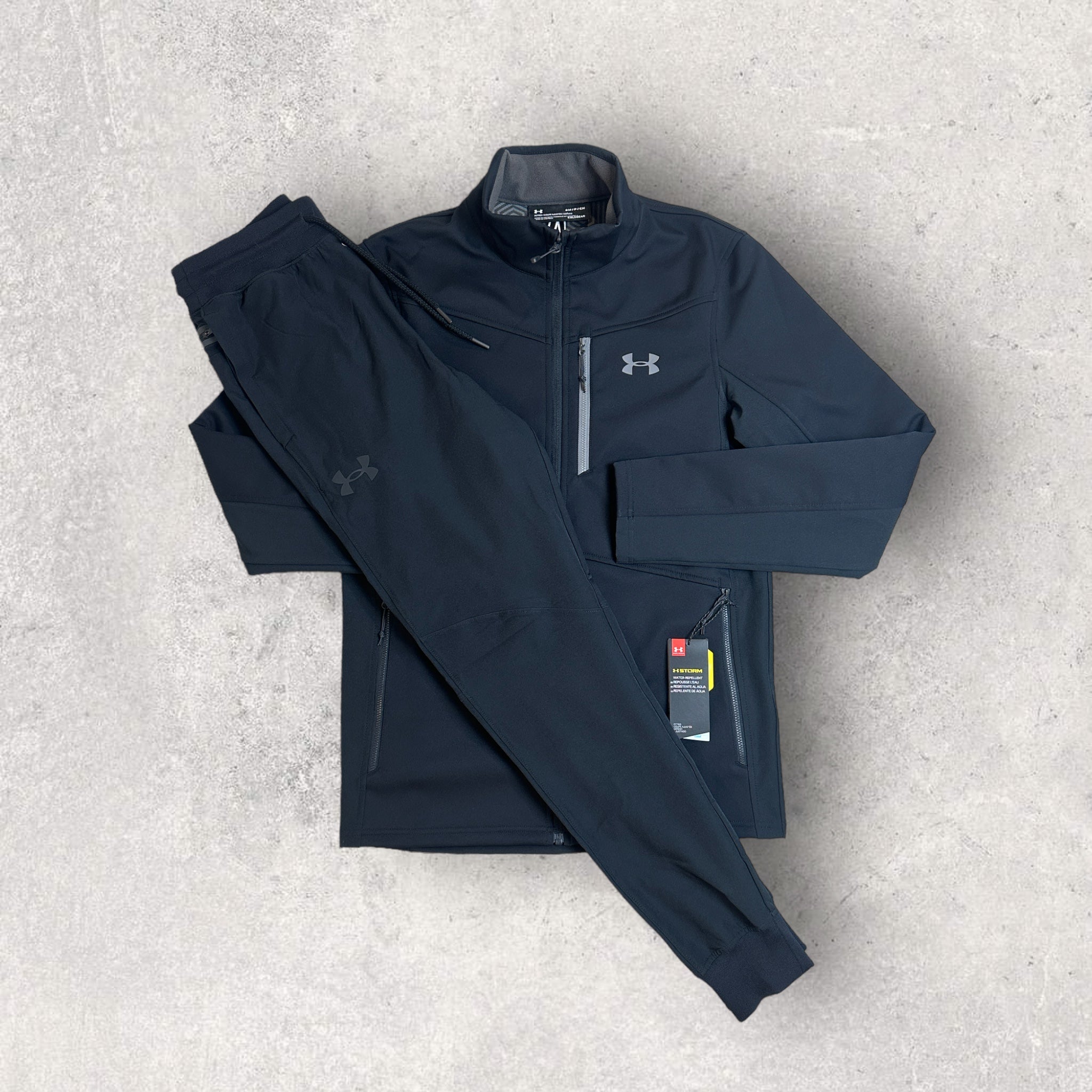 UNDER ARMOUR SHIELD TRACKSUIT - Black Men's Running Jogging Suit for Cold Weather & Outdoor Training | Gym Workout & Athletic Performance Apparel