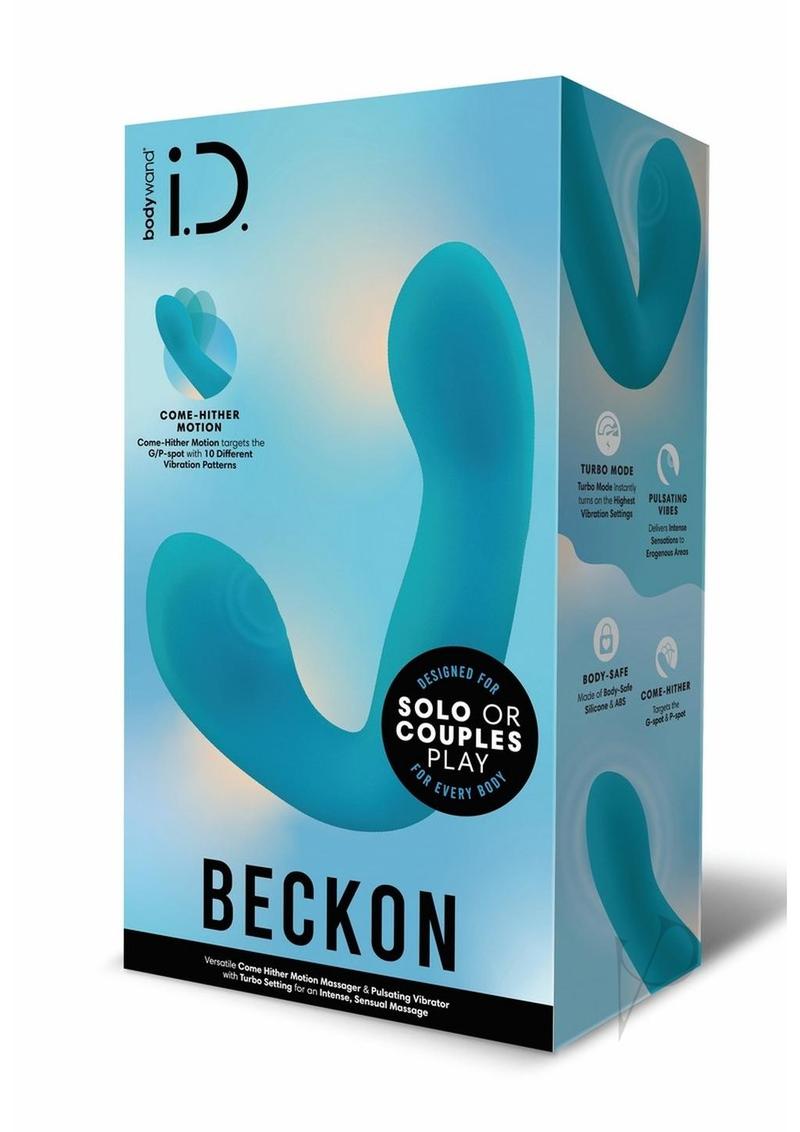 Bodywand I.D. Beckon Rechargeable Silicone Dual Stimulating Vibrator - Teal Blue | Powerful G-Spot & Clitoral Massager for Women | Perfect for Solo Play & Couples Intimacy